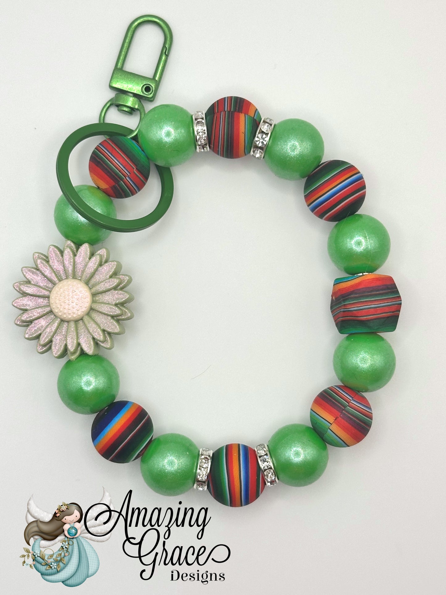 Serape Stripes & Daisy Keyring