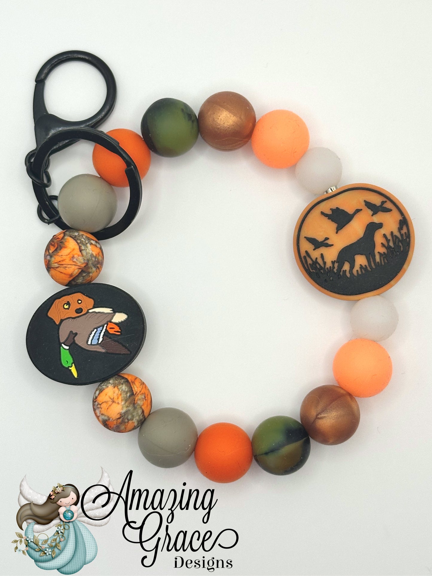 Hunting Dog Beaded Keychain Wristlet