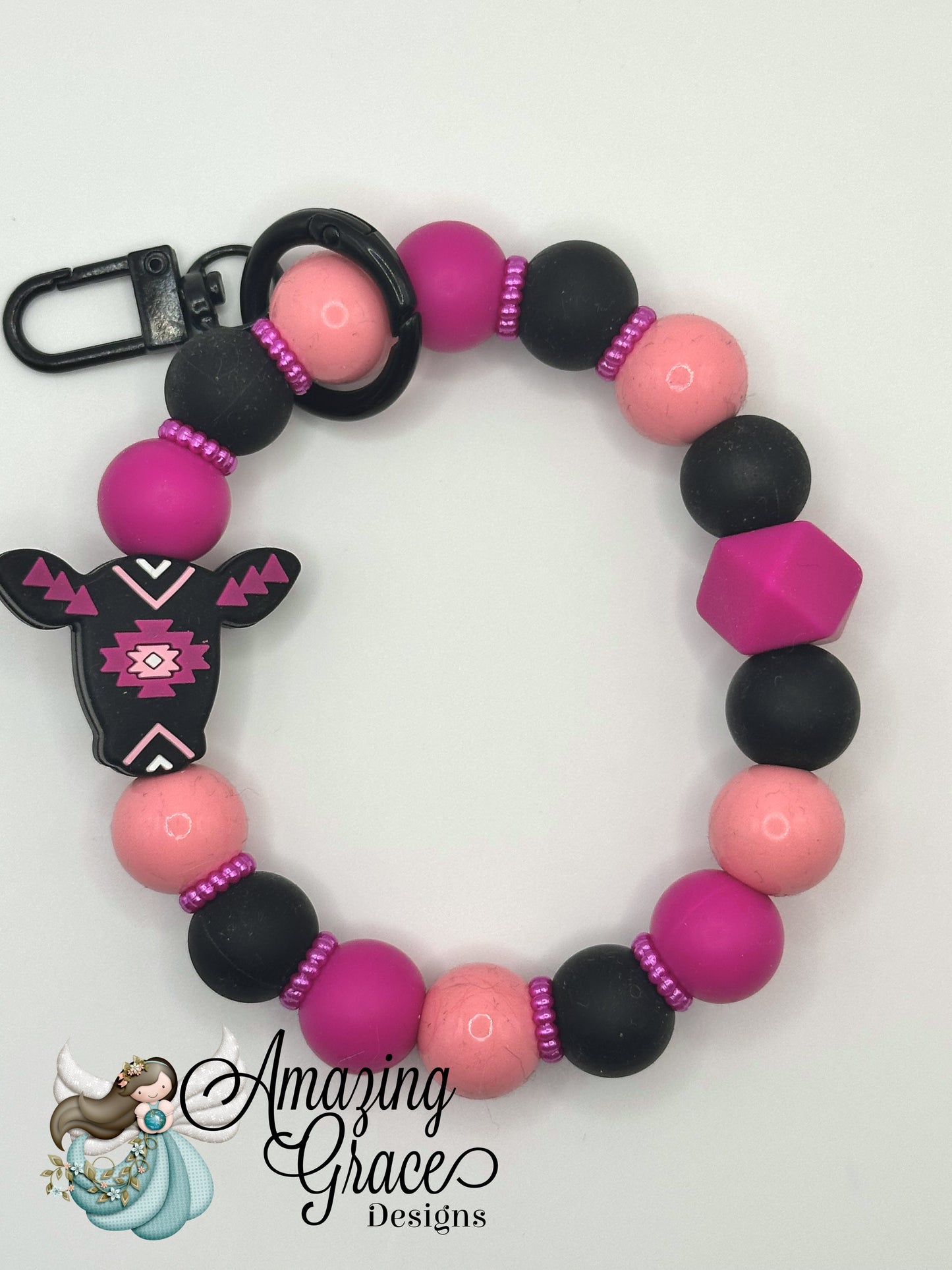 Aztec Steer Head Keychain Wristlet