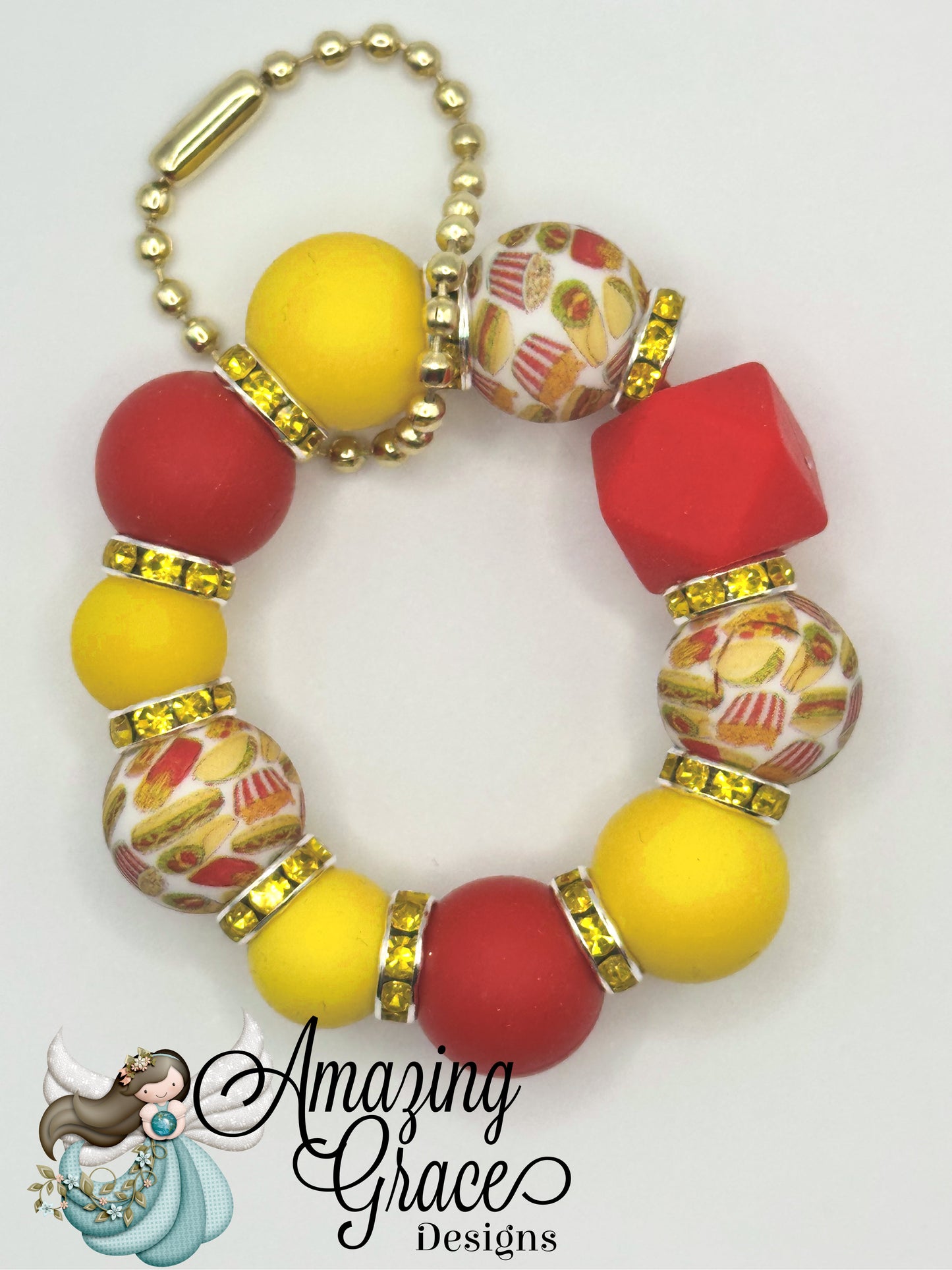 Hot Dog and French Fry Beaded Tumbler Charm