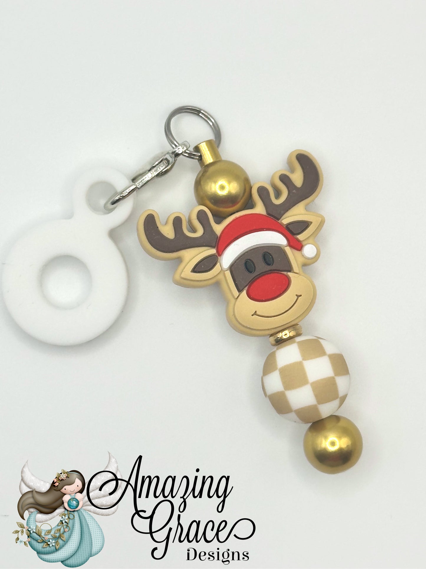 Checkered Reindeer Keychain