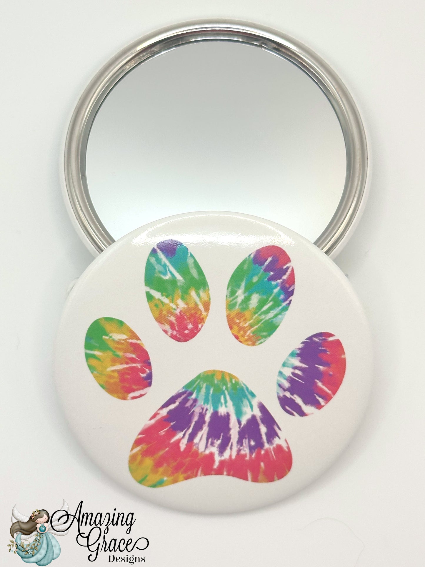 Tie-Dye Paw Print Compact Mirror