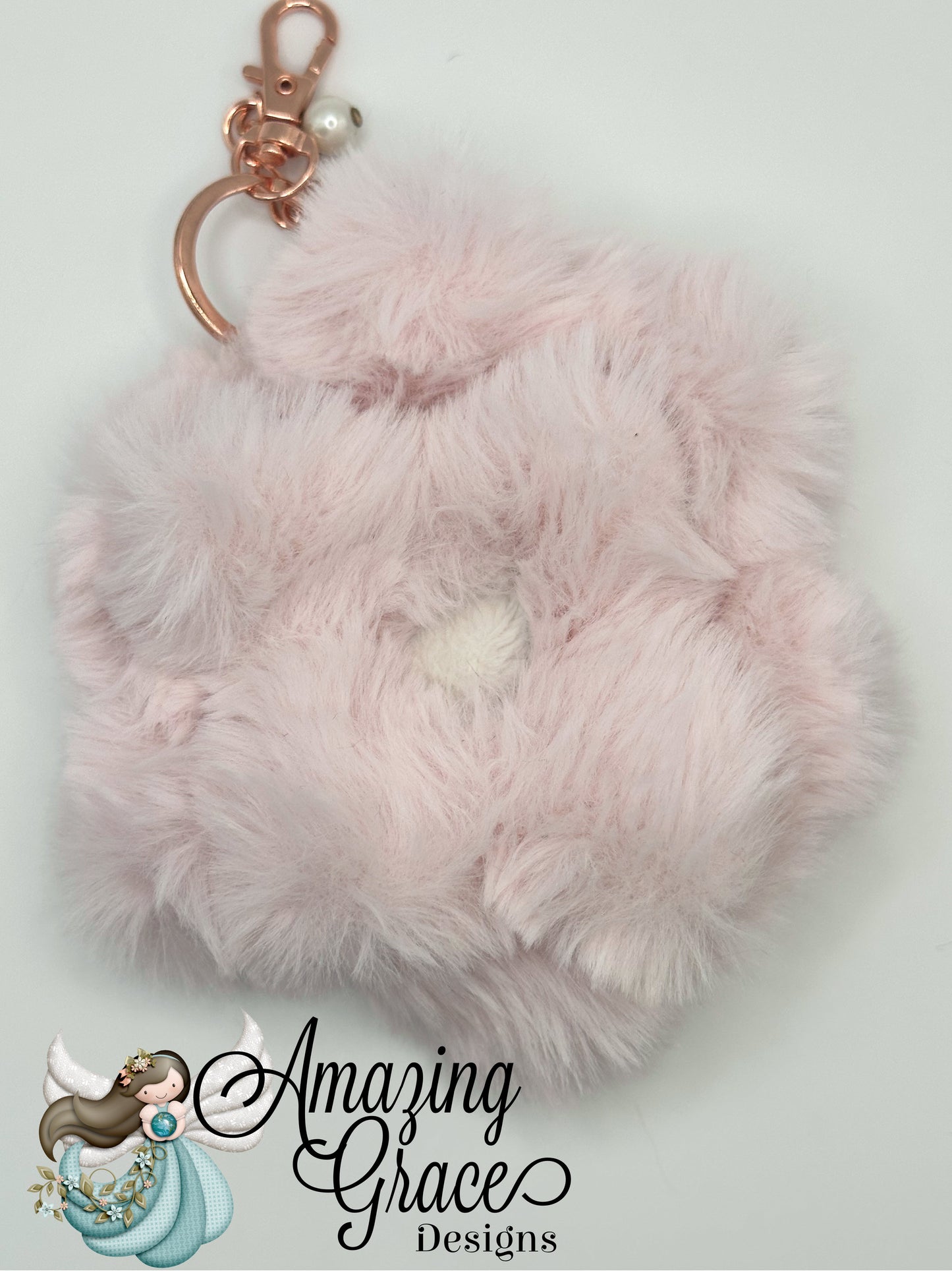 Soft Pink Minky Flower Keychain - Plush & Fuzzy Charm