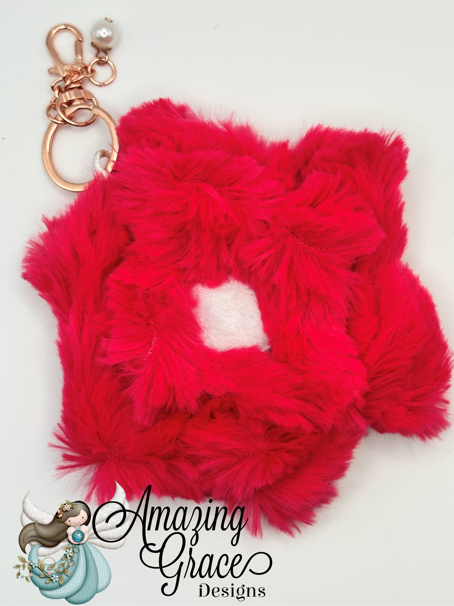 Vibrant Hot Pink Minky Flower Keychain - Plush & Fuzzy Charm