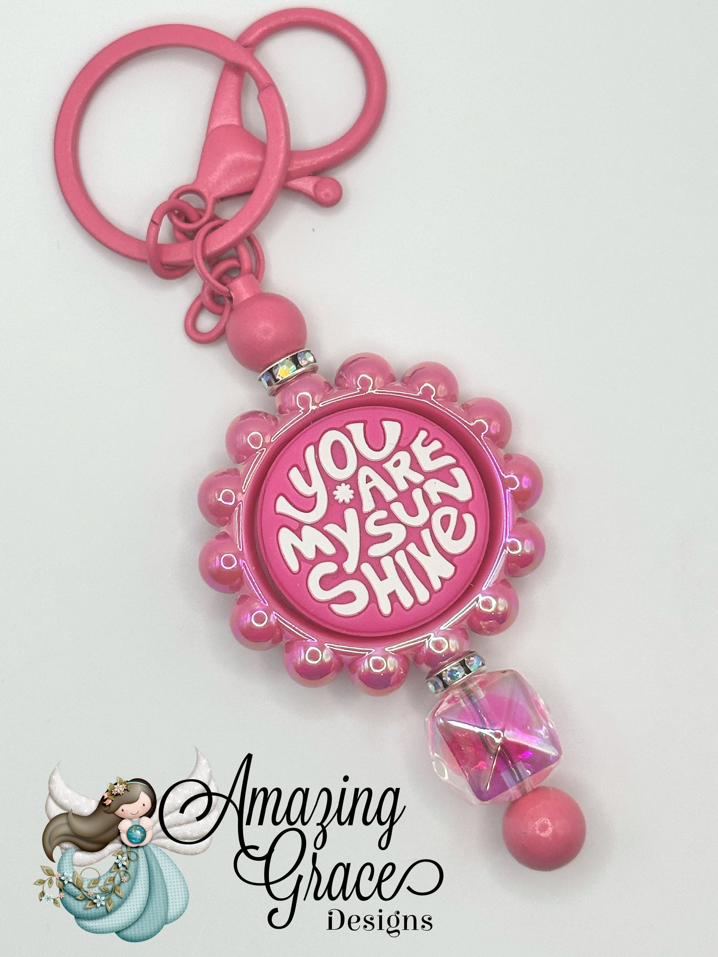 Pink Sunshine Charm Keybar Keychain