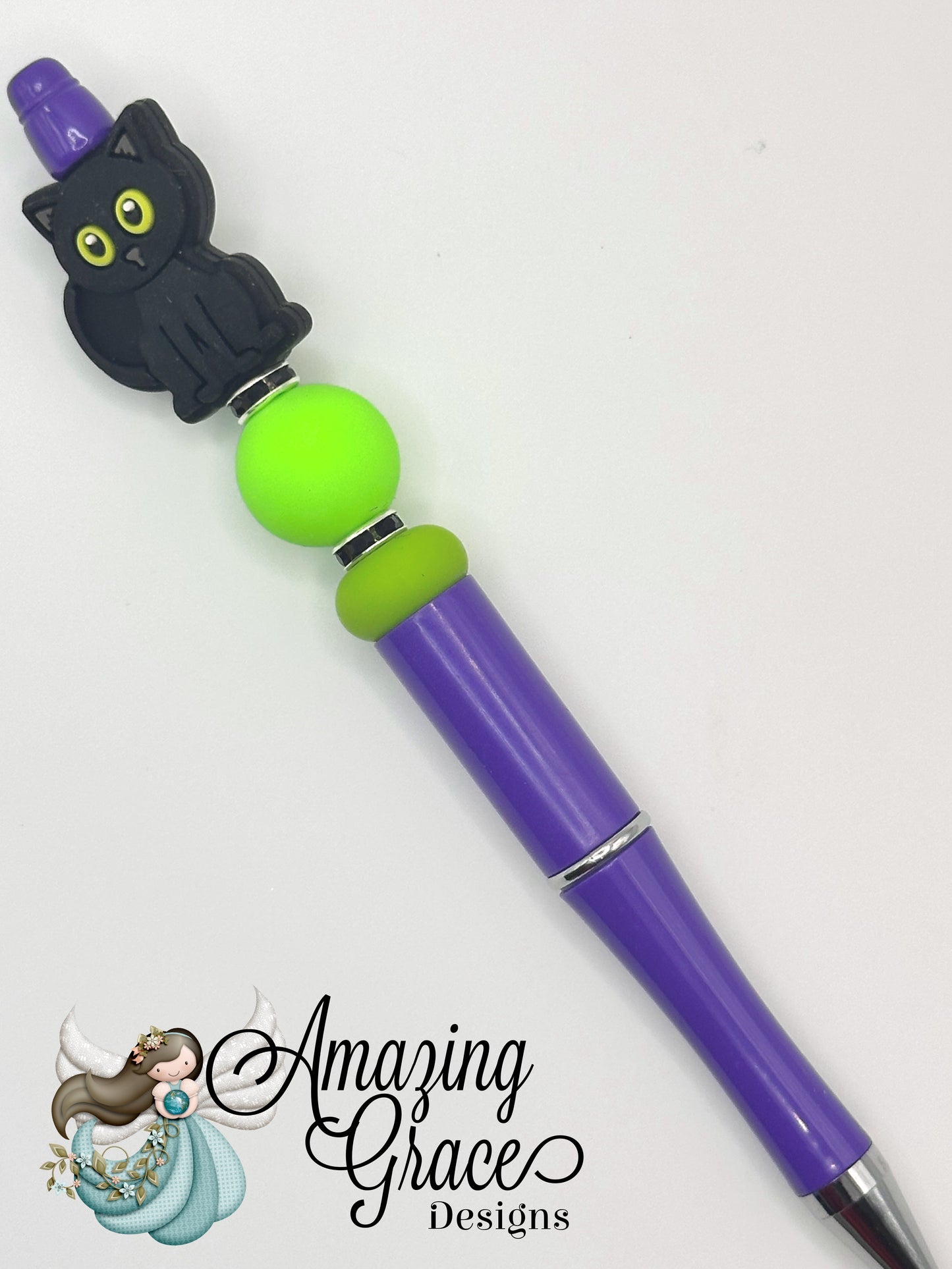Halloween Cat Beaded Pen