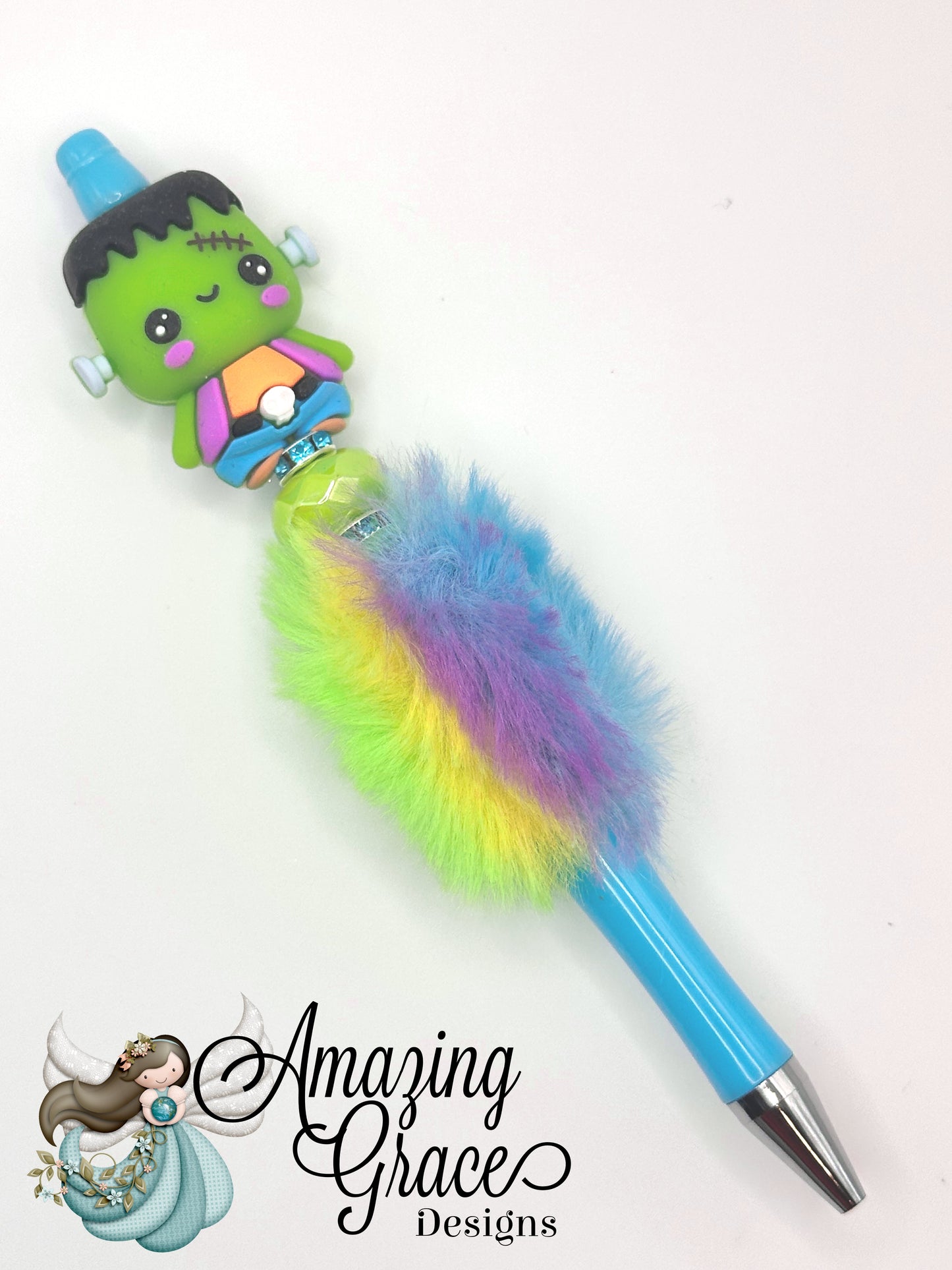 Fuzzy Little Frankenstein Beaded Pen
