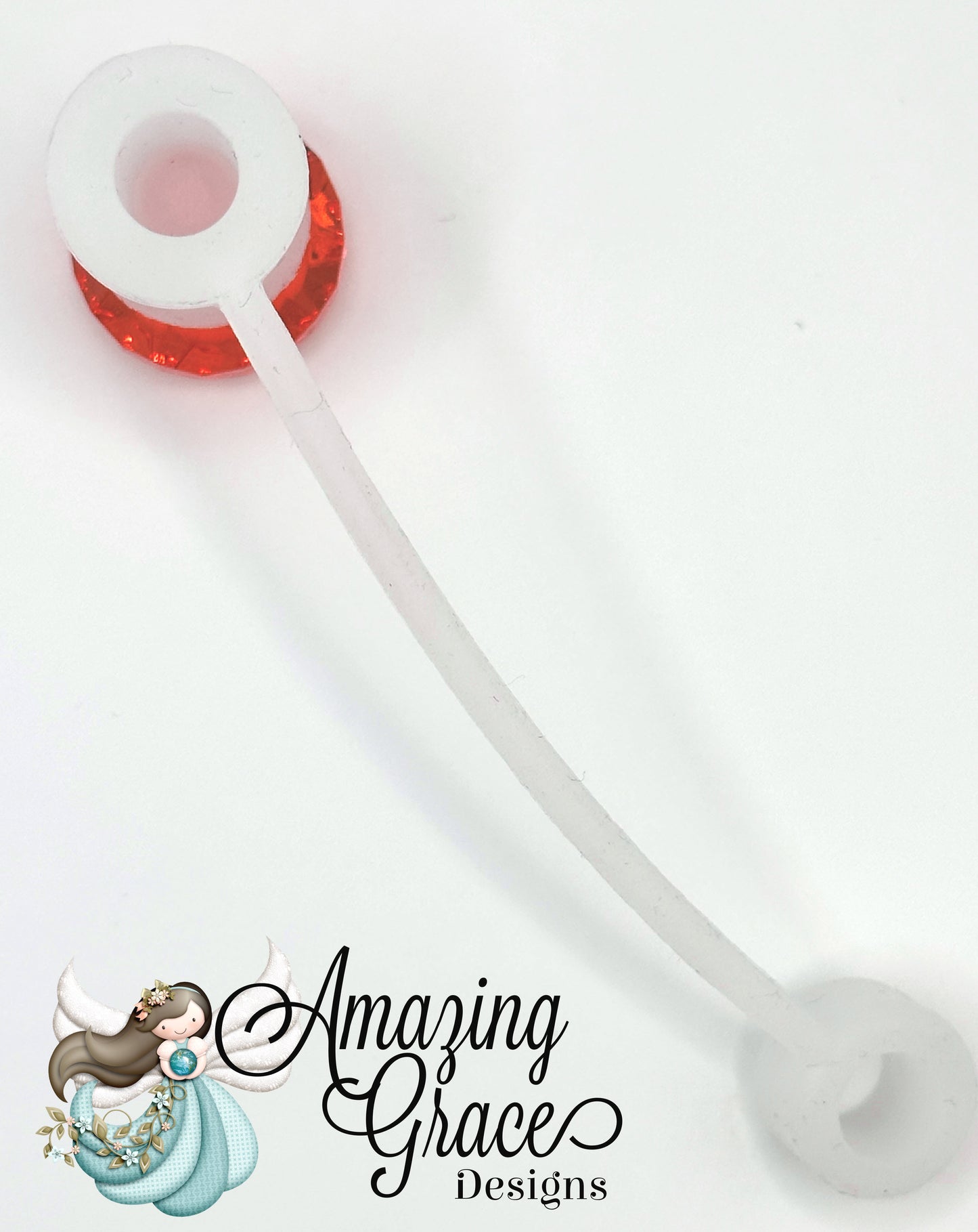 Sparkling Red-Orange Diamond Acrylic Straw Topper - Vibrant Tumbler Charm