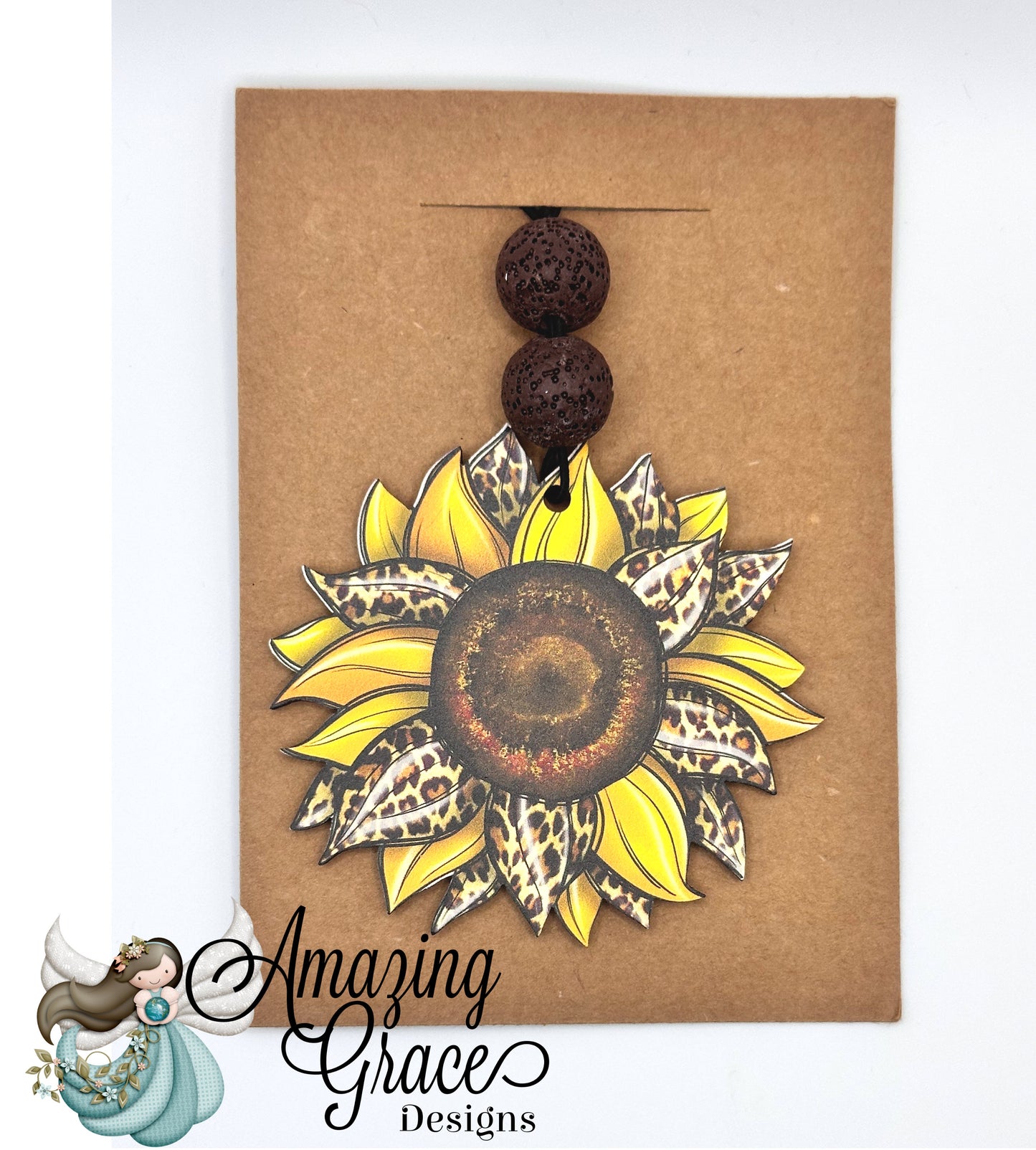 Leopard Print Sunflower Car Charm