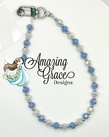 Sky Blue & Crystal Phone Wristlet