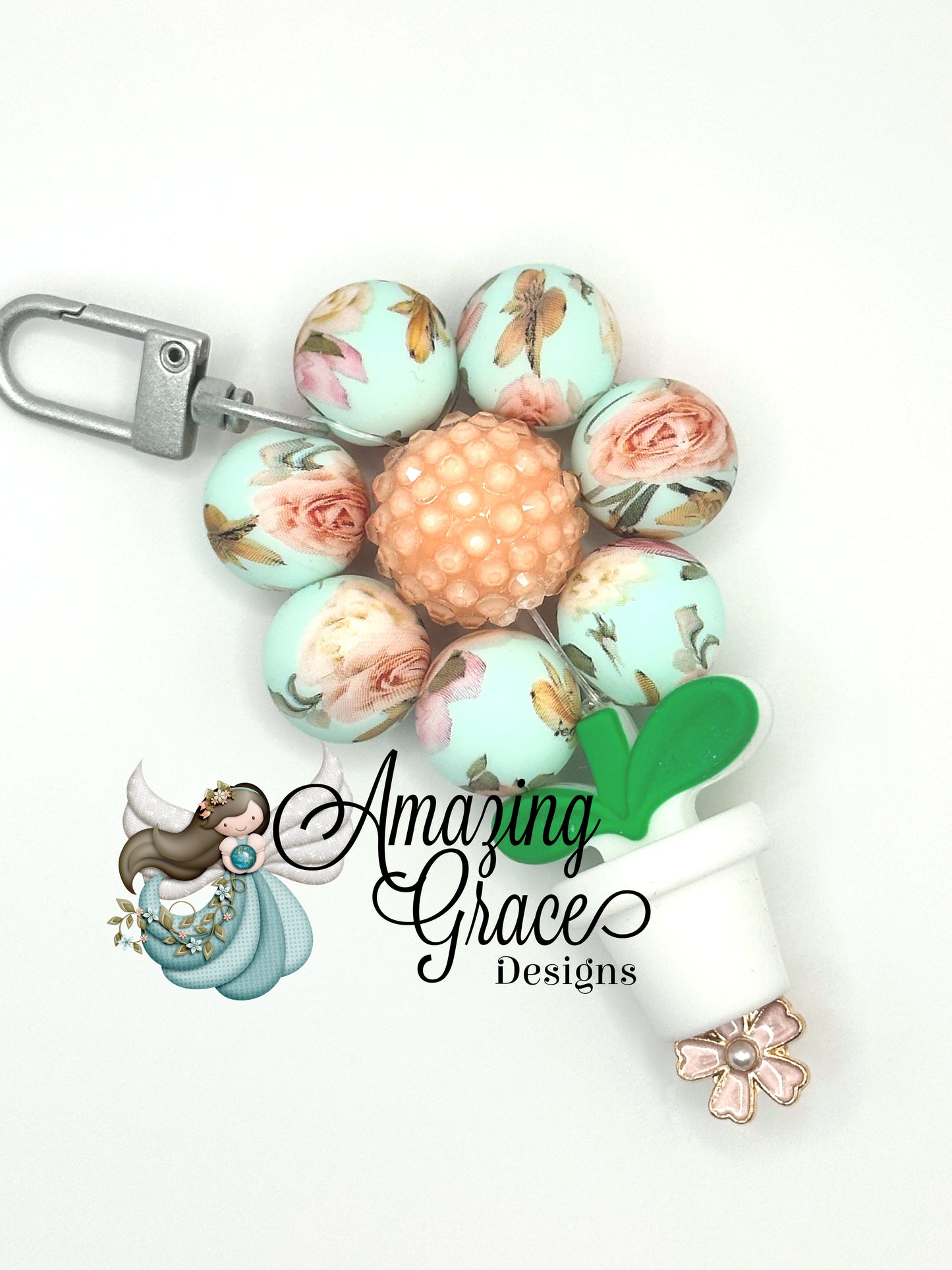 Pastel Rose Garden Beaded Bag Charm
