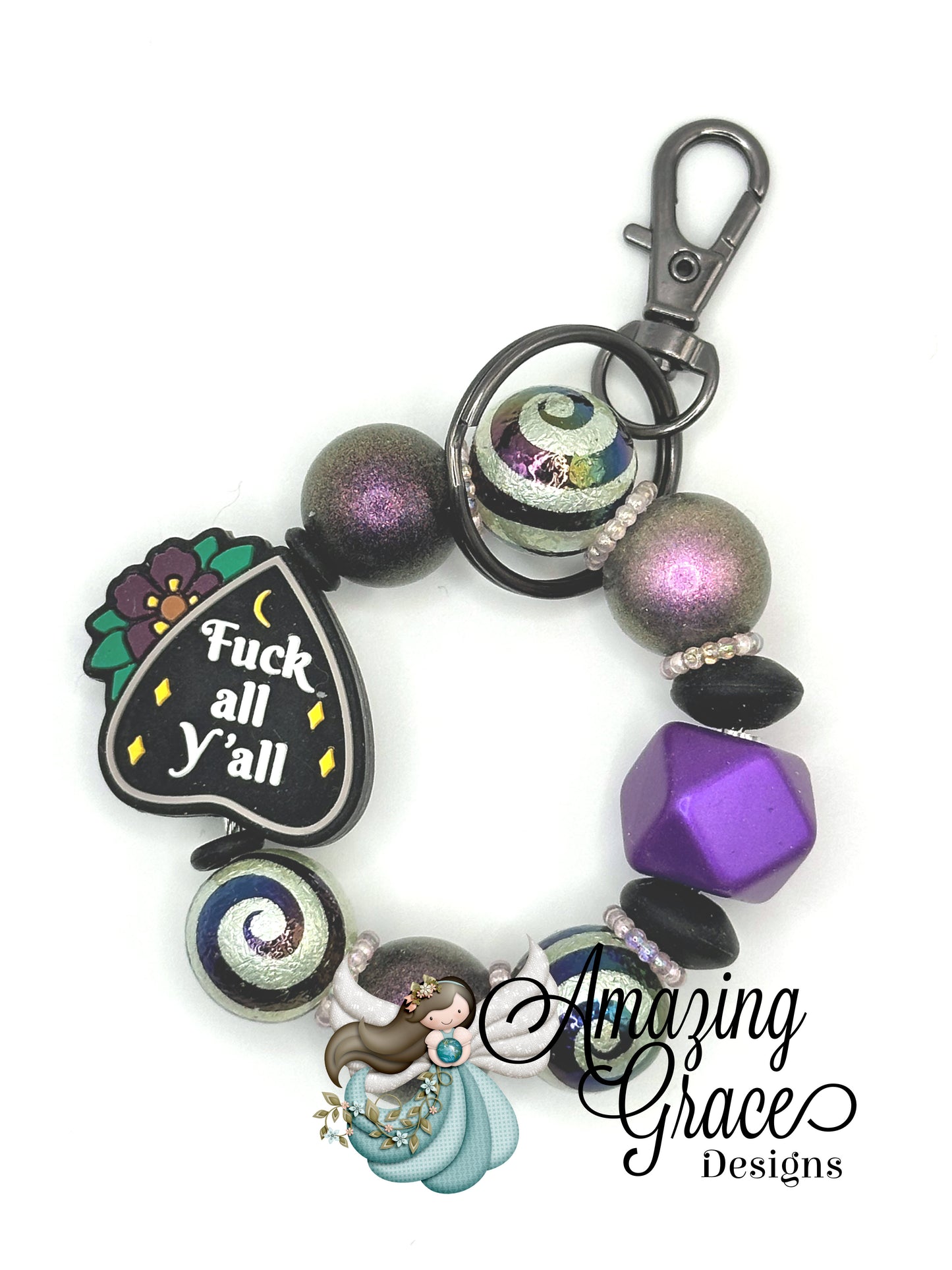 F*** All Y'all - Ouija Planchette Beaded Keychain