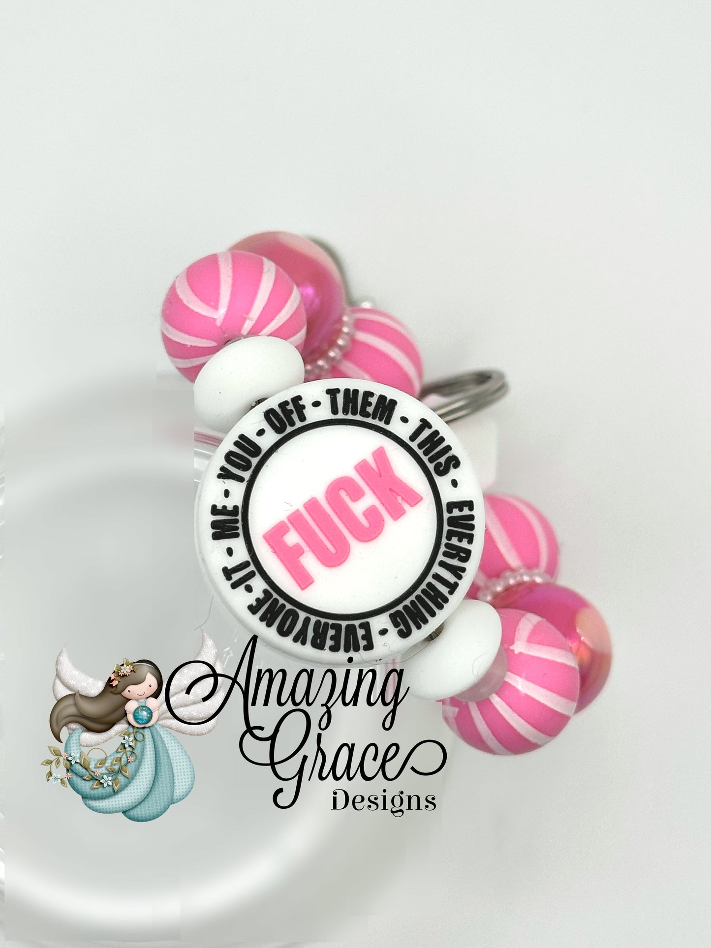 The F*** It All Wheel Beaded Keychain