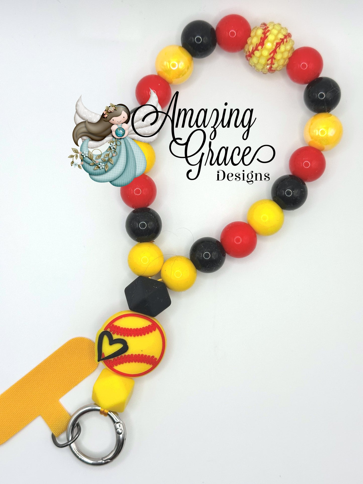 Softball Power Silicone Cell Phone Wristlet