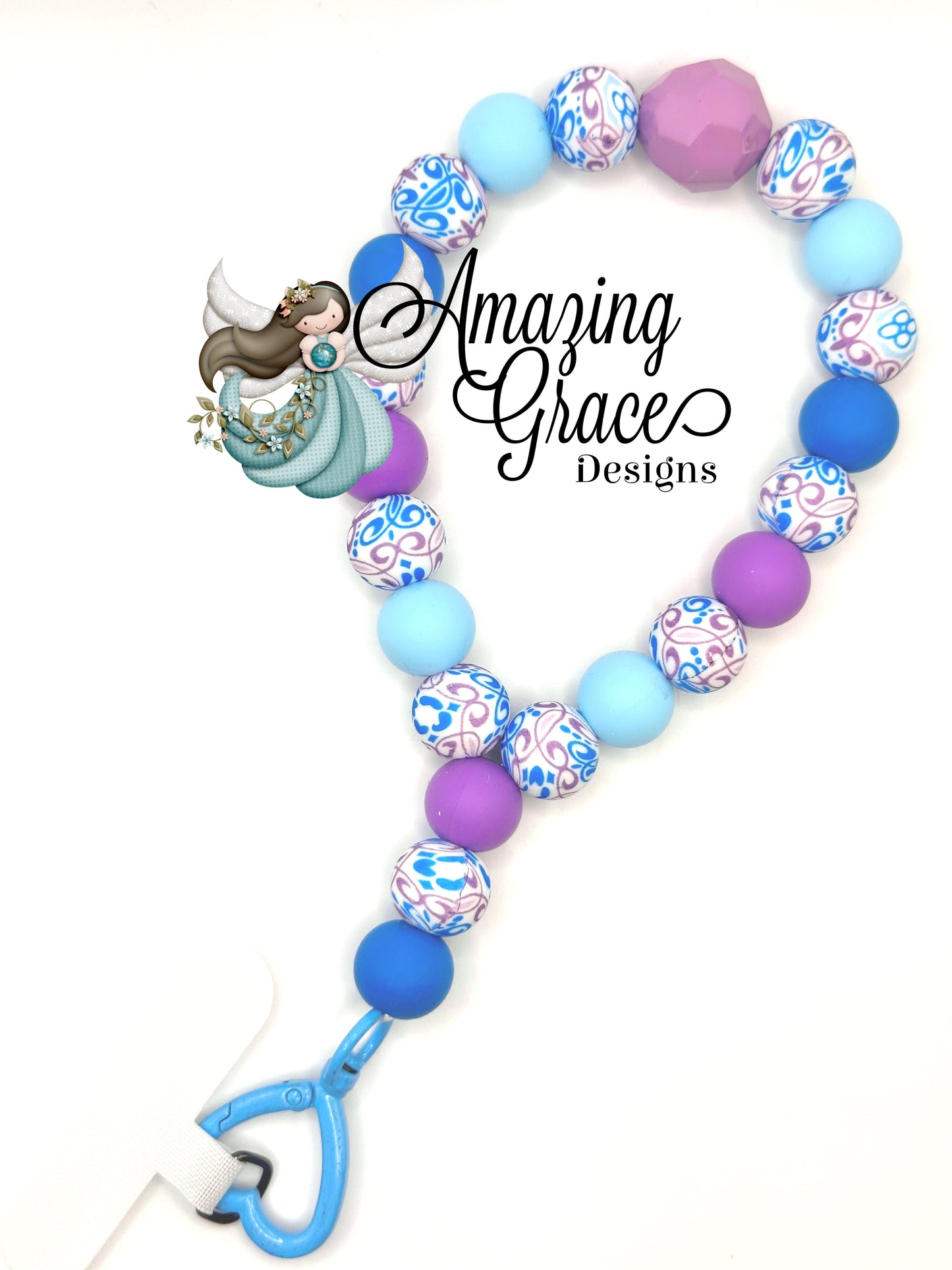 Blue & Purple Swirl Silicone Cell Phone Wristlet