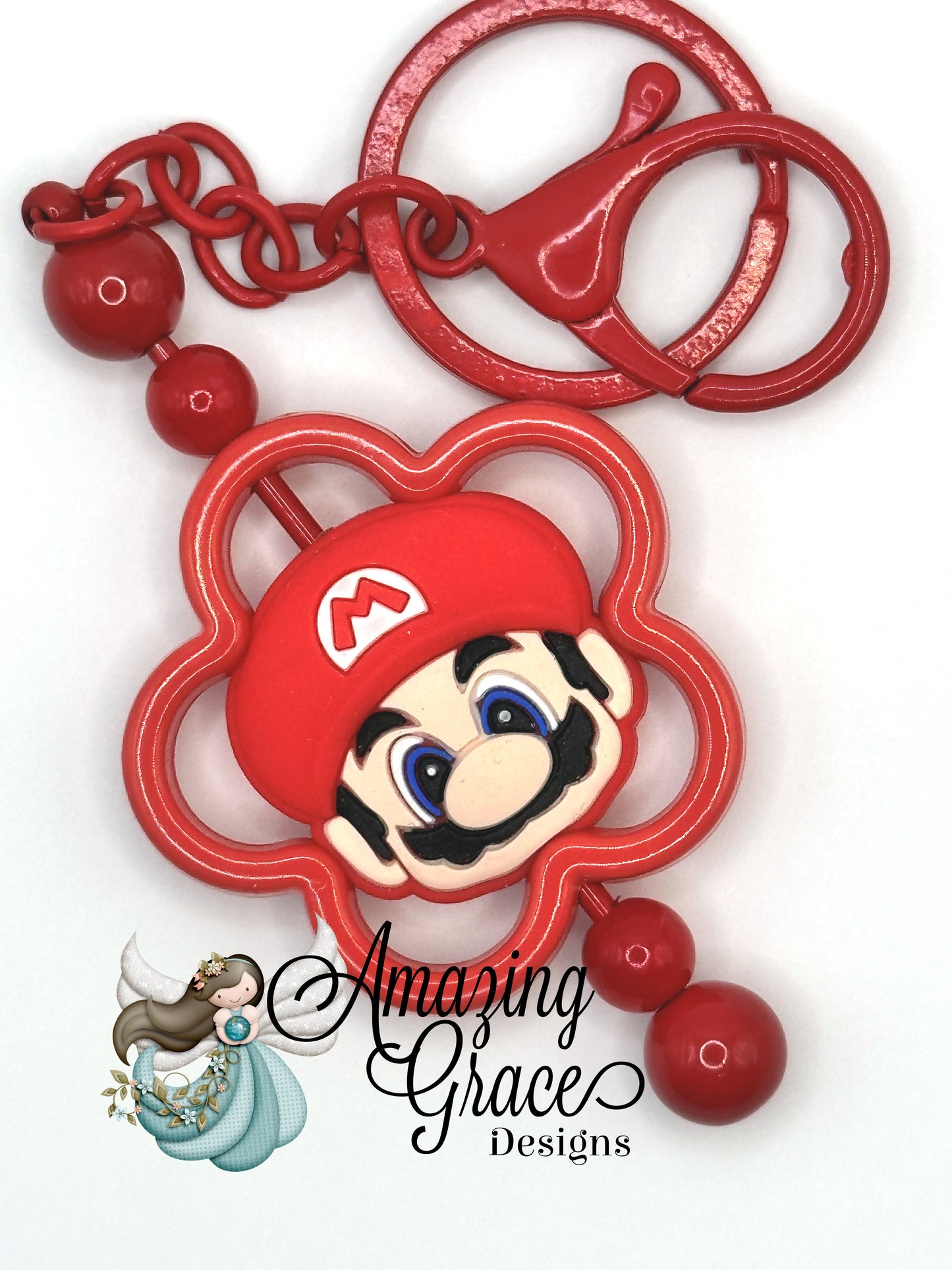 Red Plumber Hero Charm Keychain