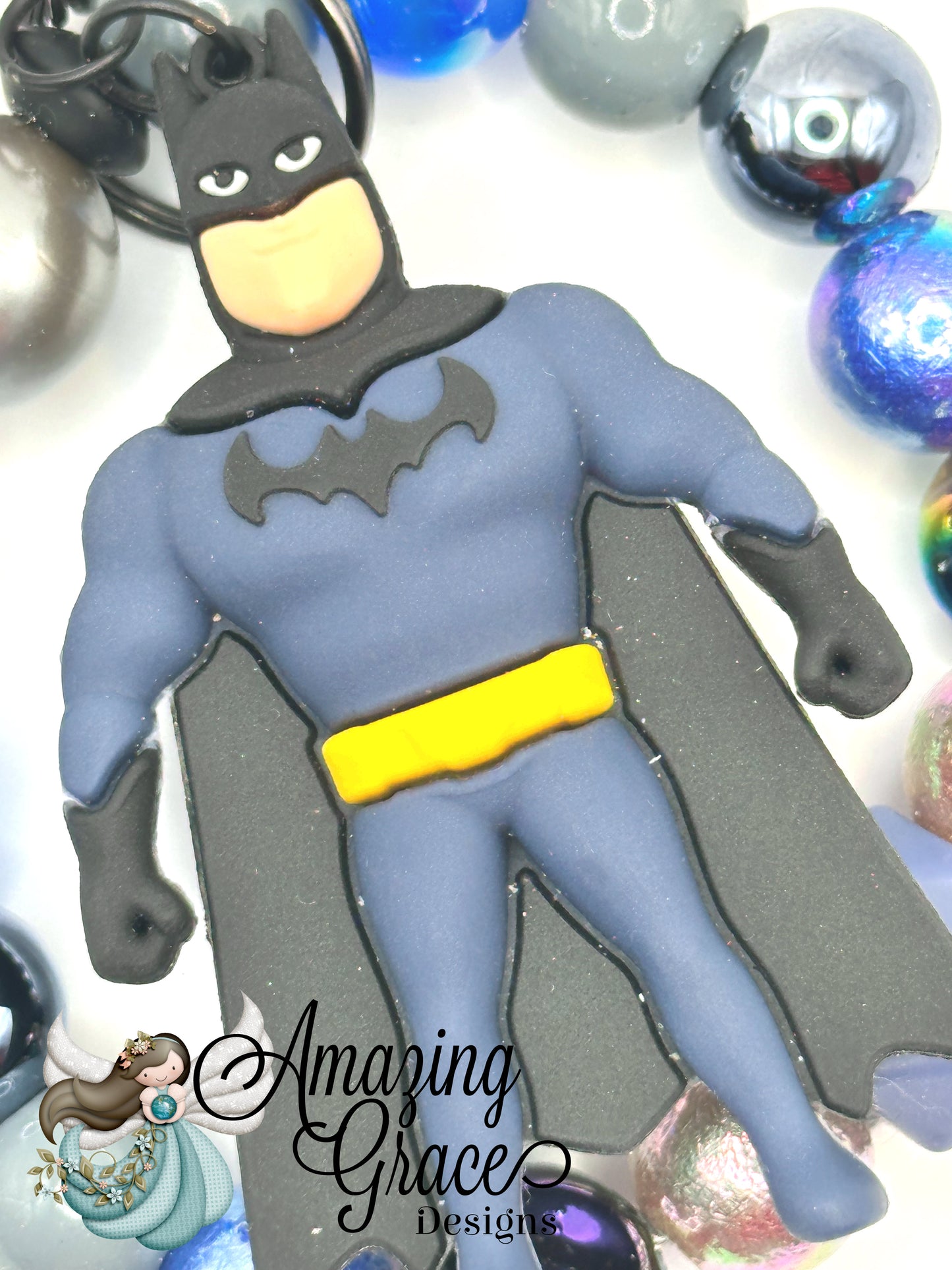 Dark Knight Inspired Beaded Keychain Bracelet