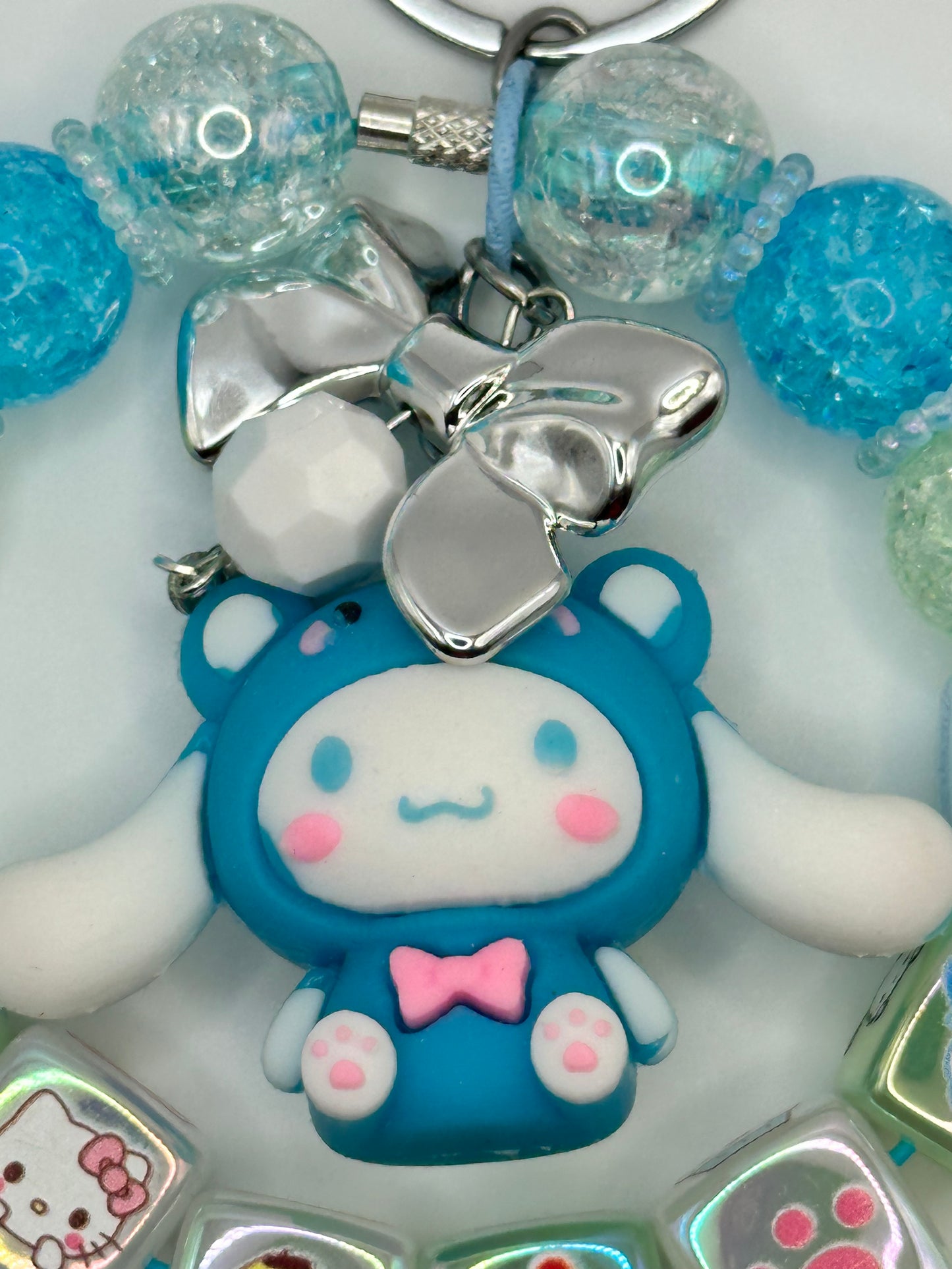 Adorable Blue Animal Beaded Keychain