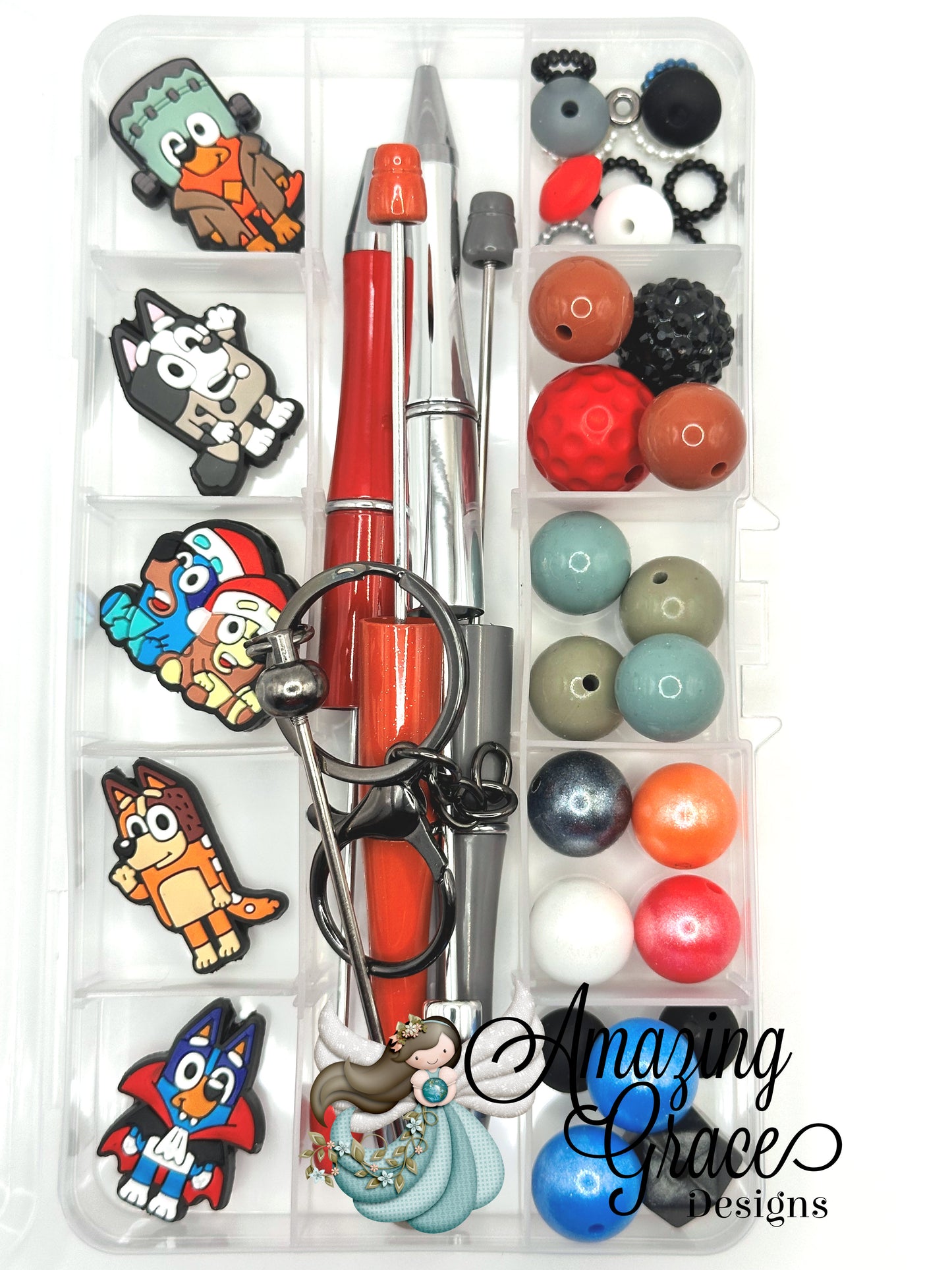 Blue Pup & Monster Fun Beaded Pen & Keybar Kit - Create 5 Items