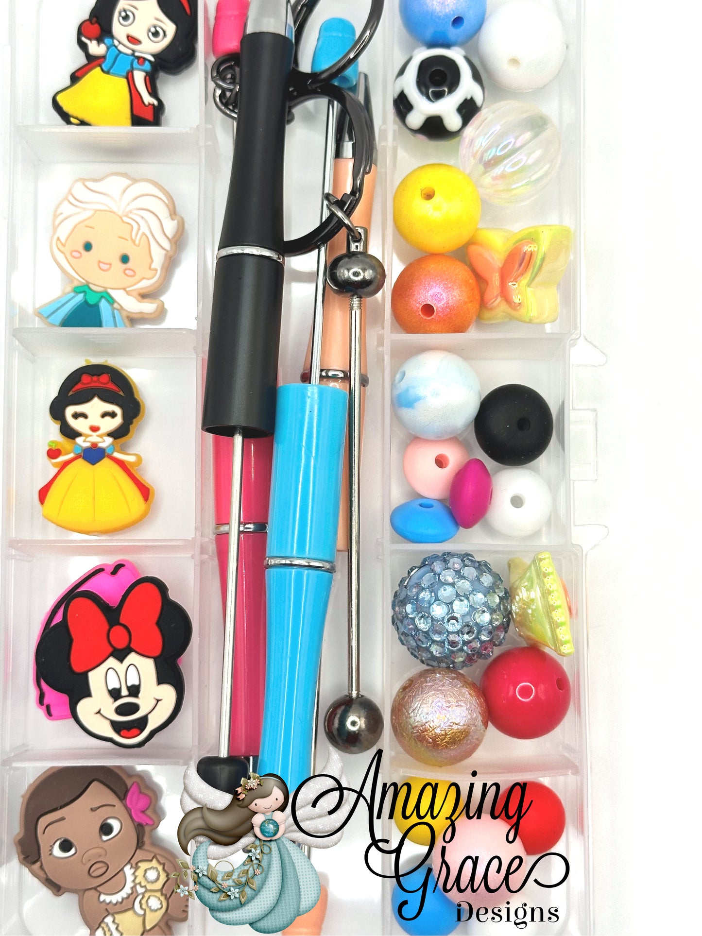 Princess & Playful Themes Beaded Pen & Keybar Kit - Create 5 Items