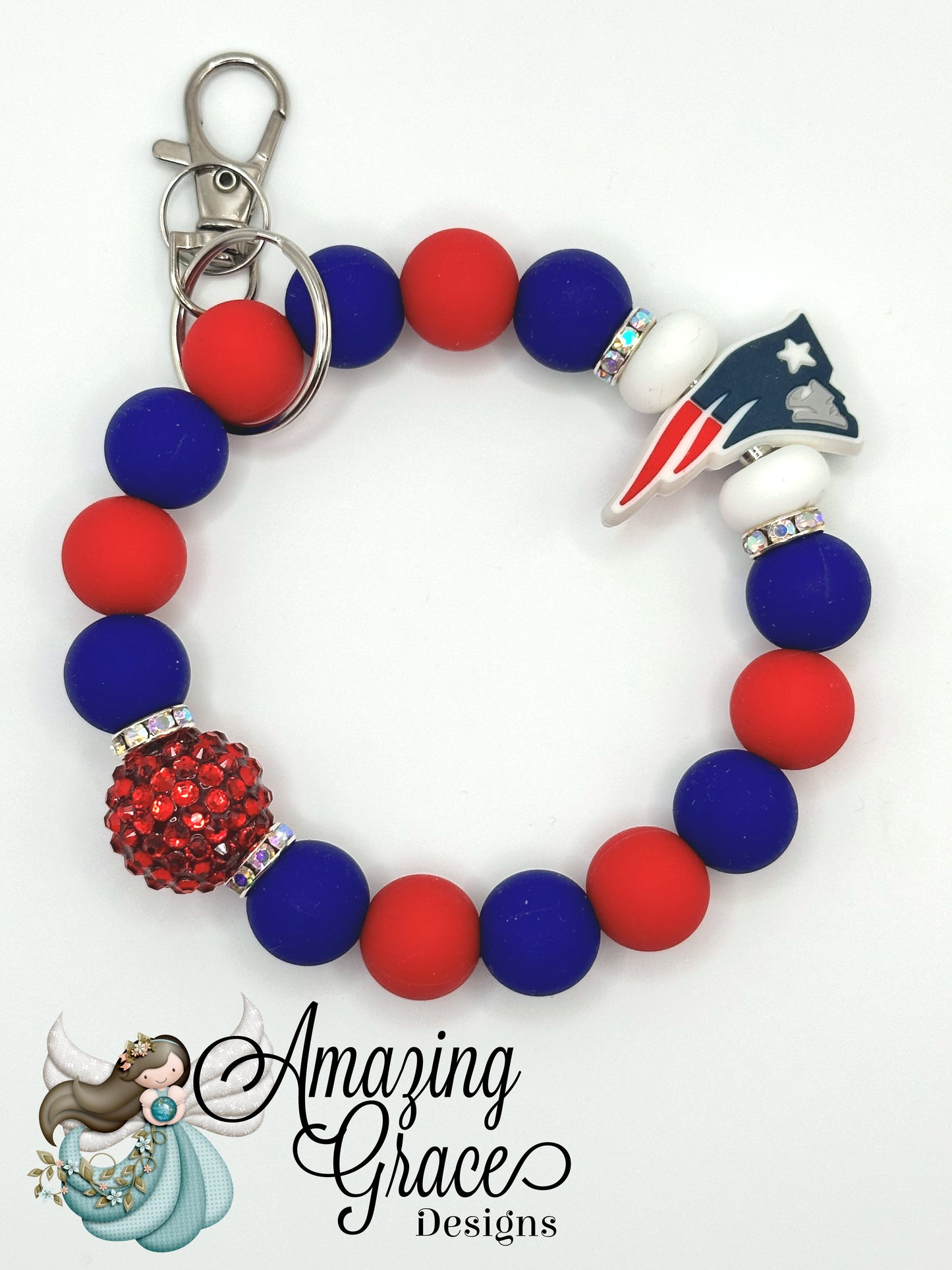 Football Fan Beaded Keychain Bracelet