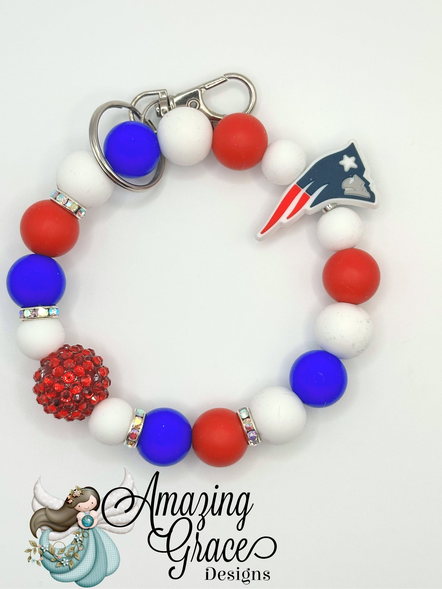 Pat Pride Beaded Keychain Bracelet