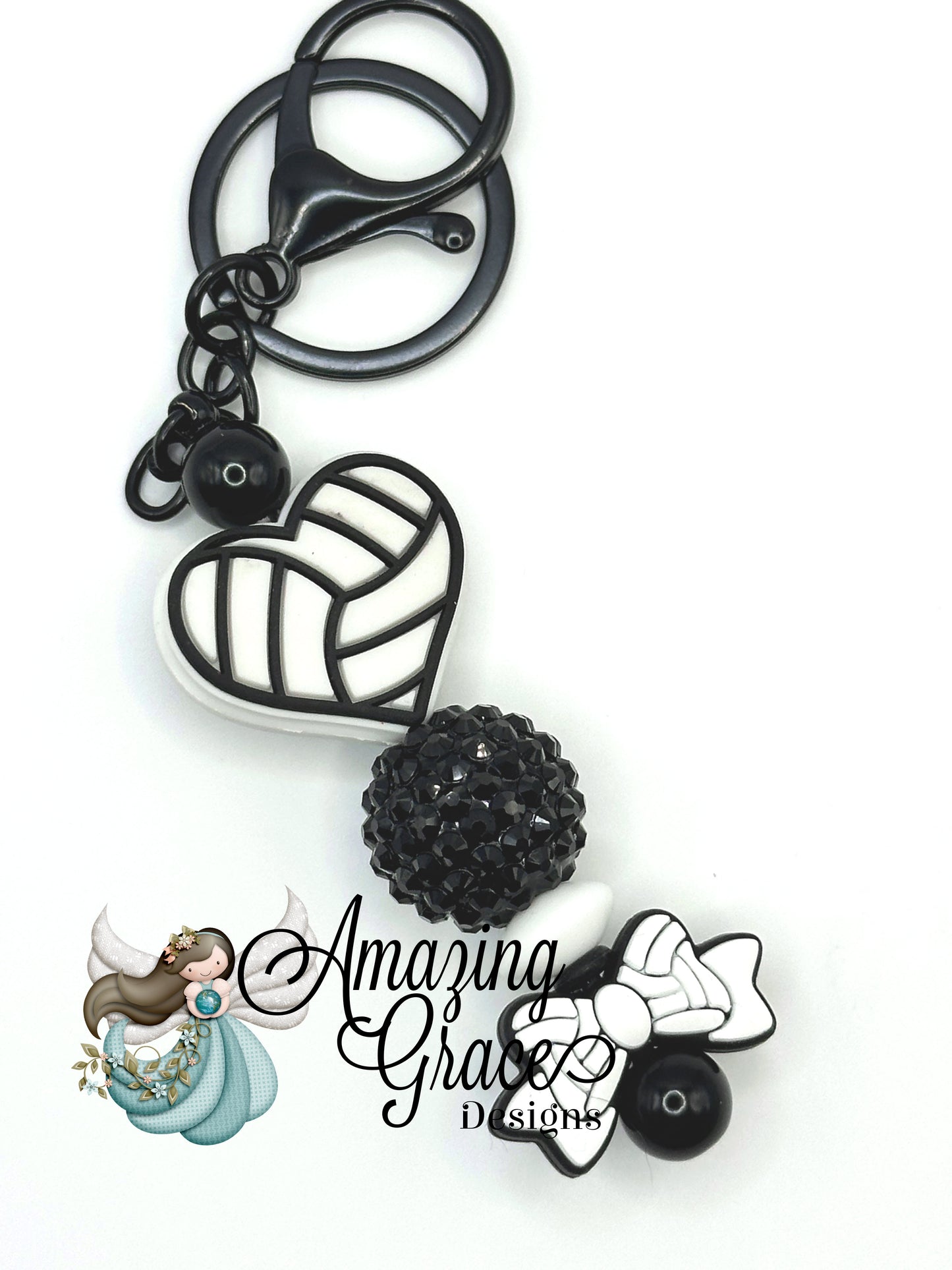 Volleyball Heart & Bow Keybar - Serve Up Your Style!