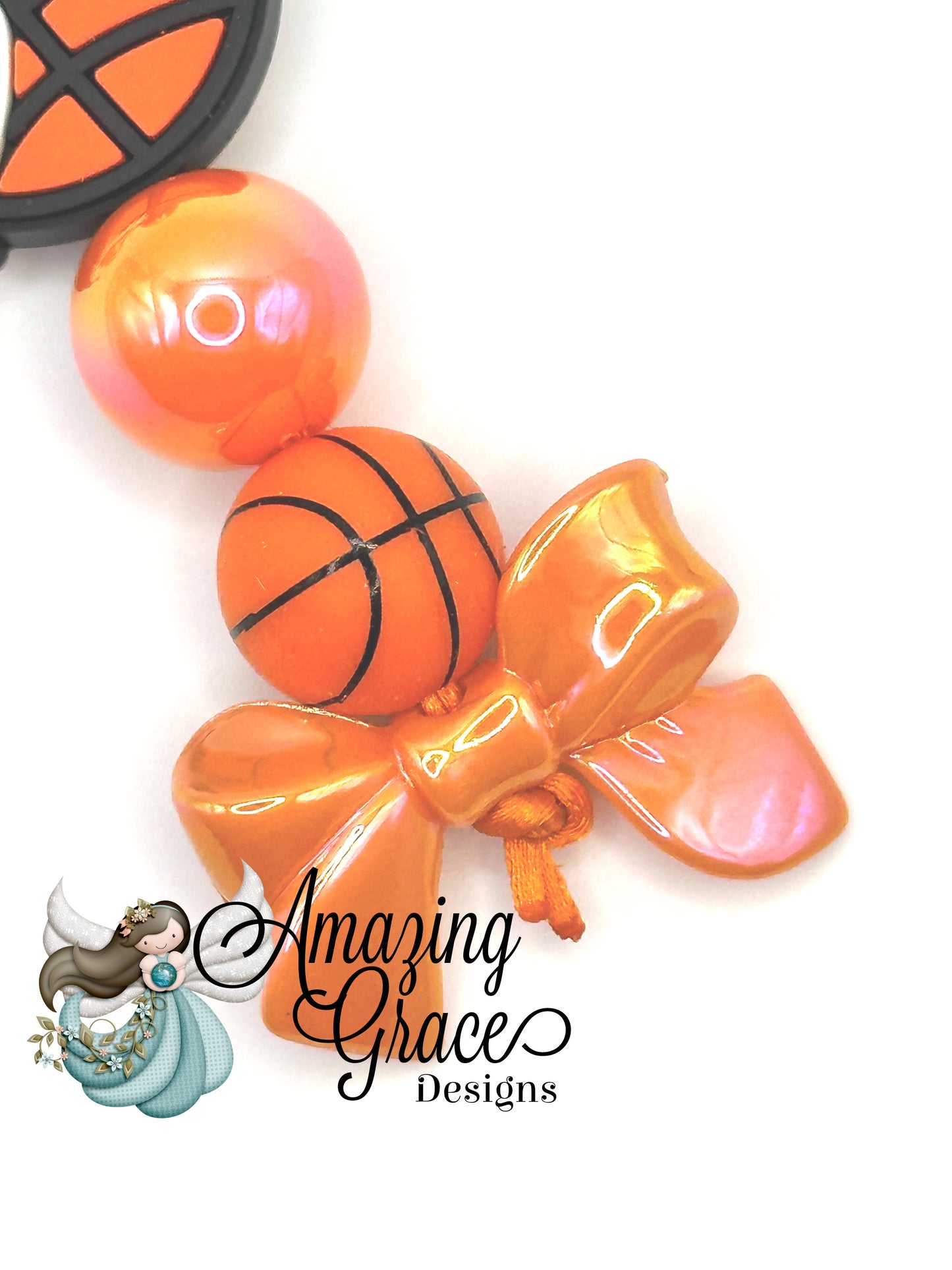 Orange Crush Basketball Fan Charm - Hoop Heart Keychain!