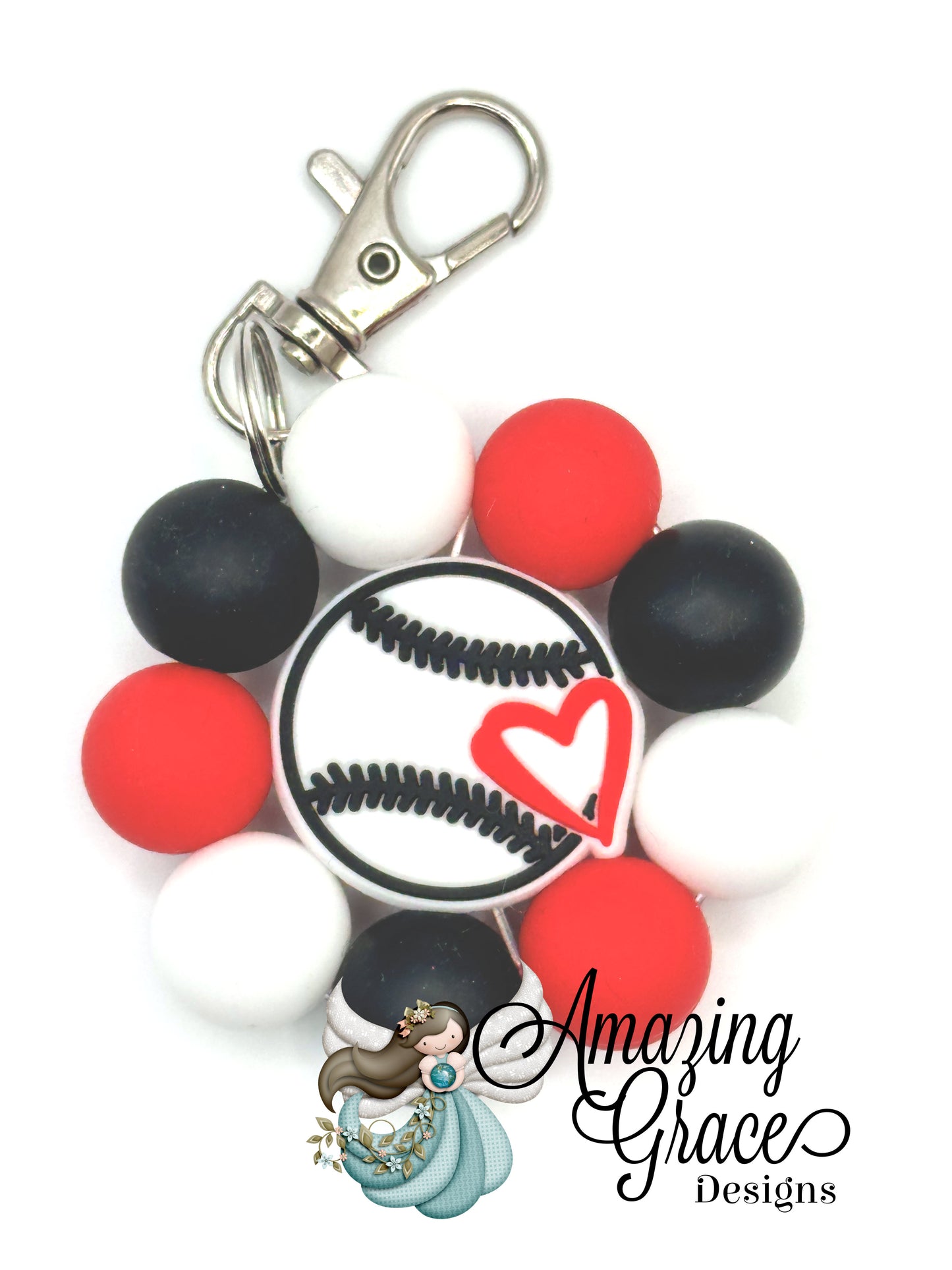 Baseball Petal Charm - Heart of the Diamond Flower Keychain!