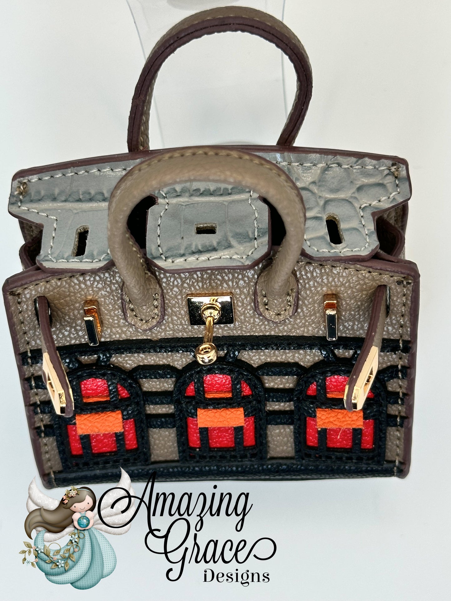 Architectural Faux Leather Micro Tote with Arch Pattern