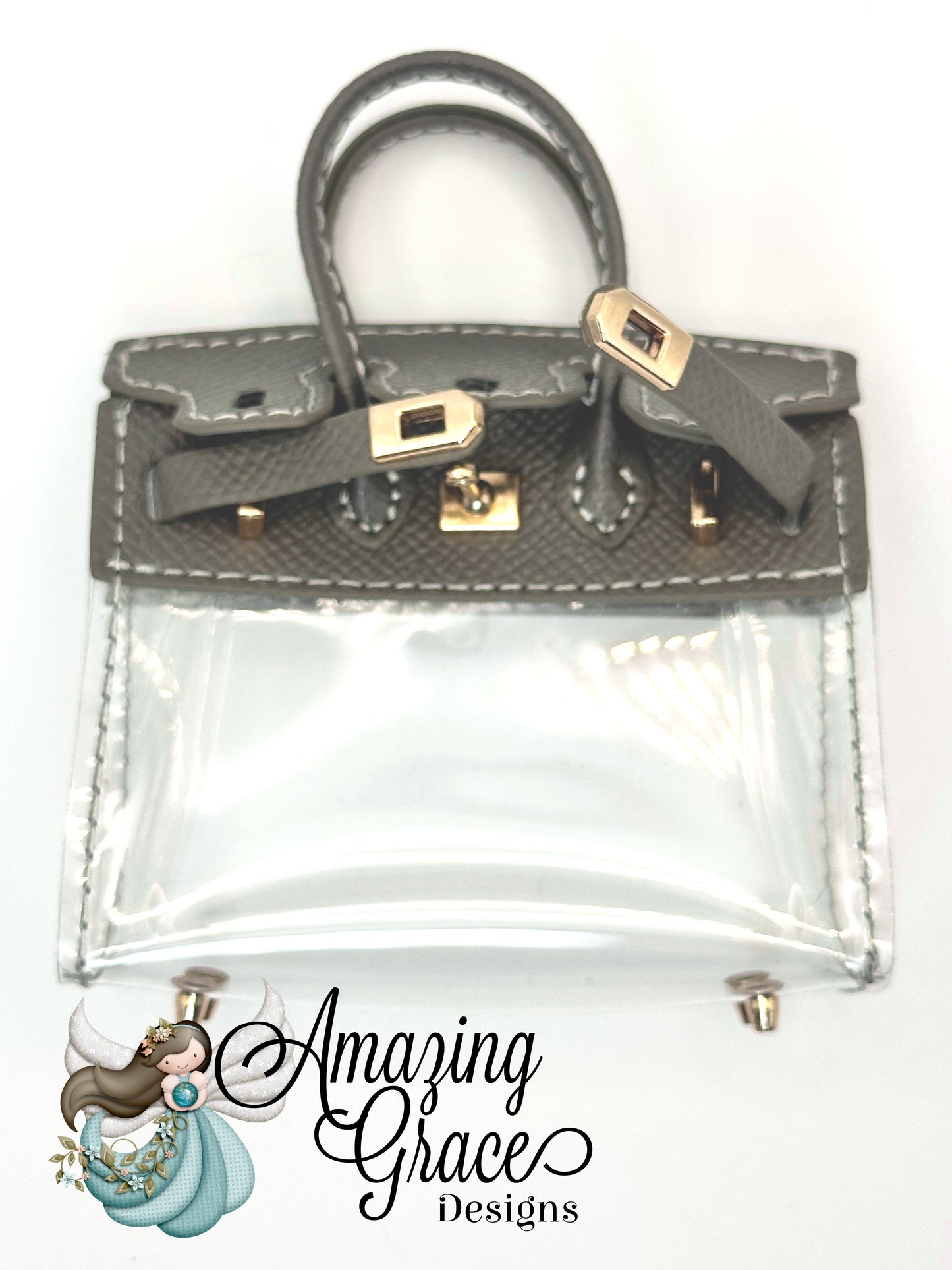 Olive Faux Leather & Clear Micro Tote