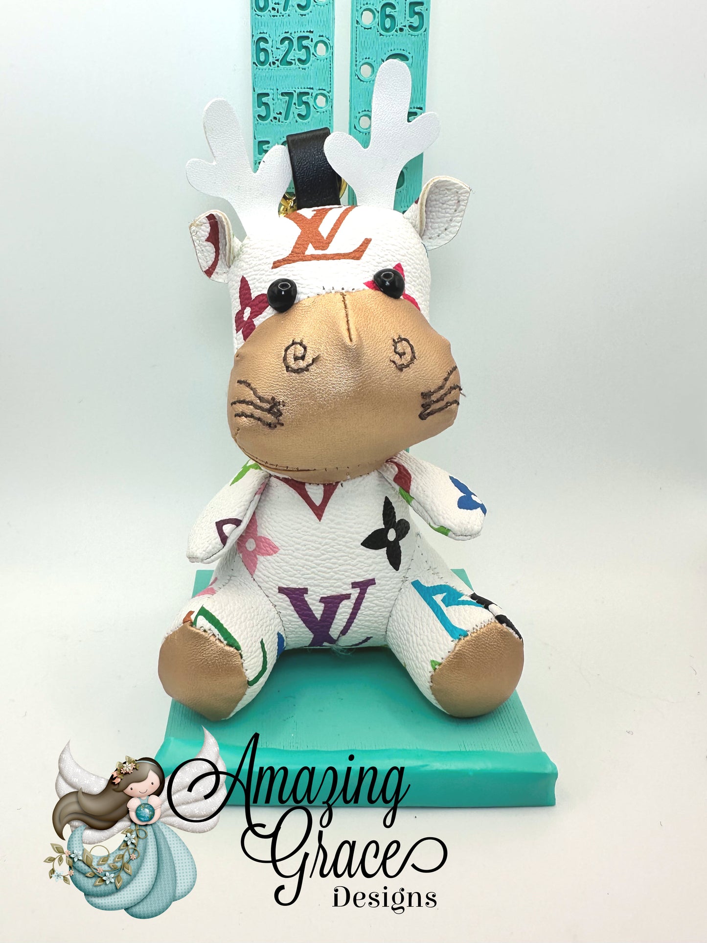 White Multi-Color Designer Inspired Reindeer Charm