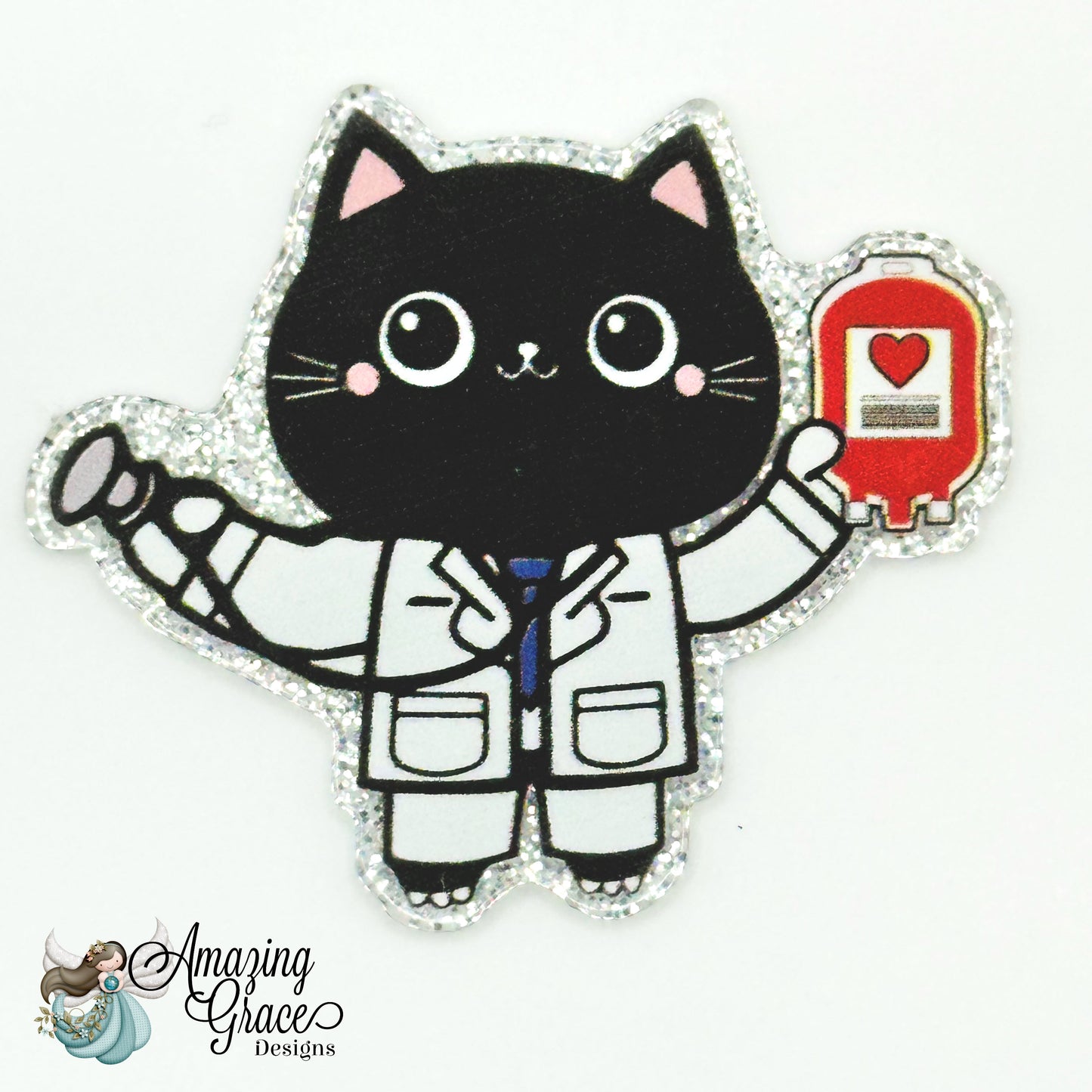 Cute Cat Doctor Badge Reel Topper