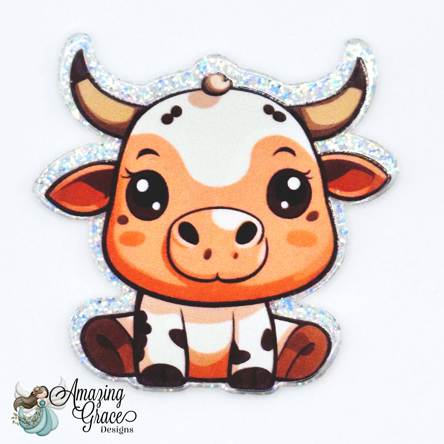 Cute Baby Cow Badge Reel Topper