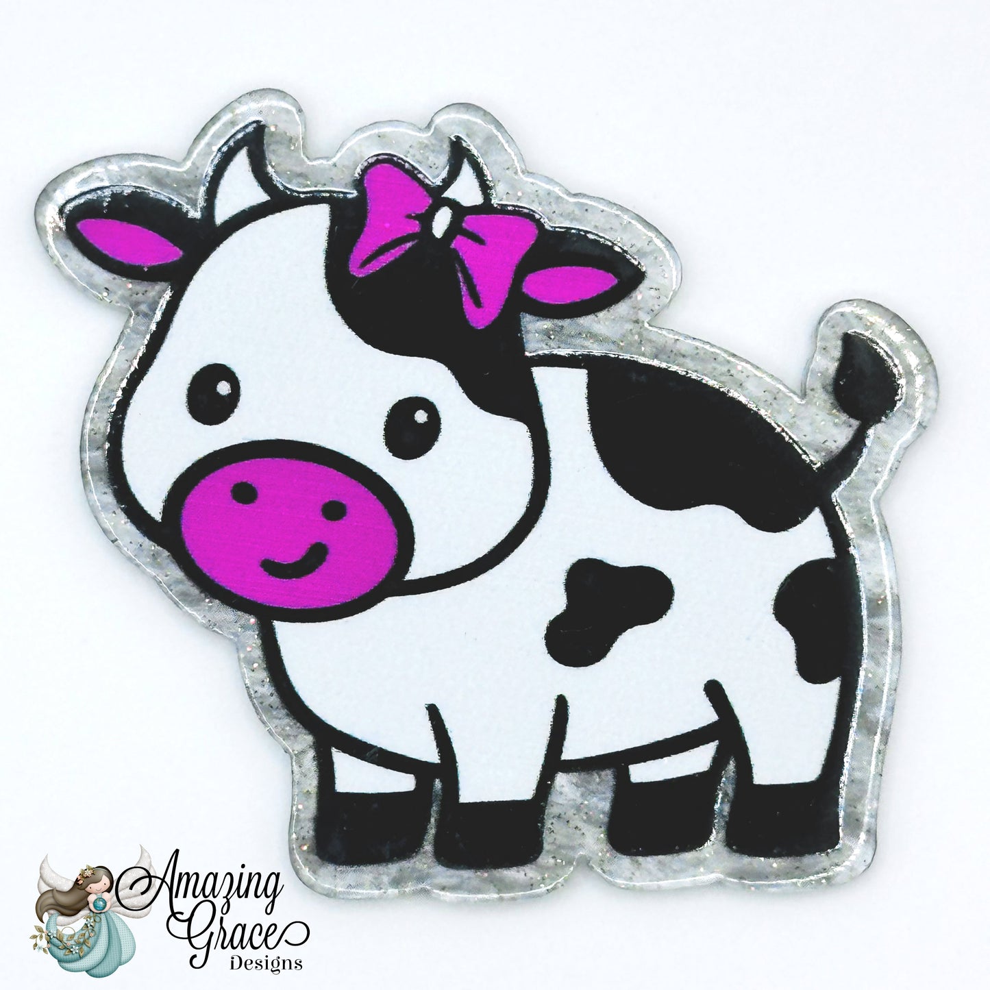 Cute Spotted Cow Badge Reel Topper