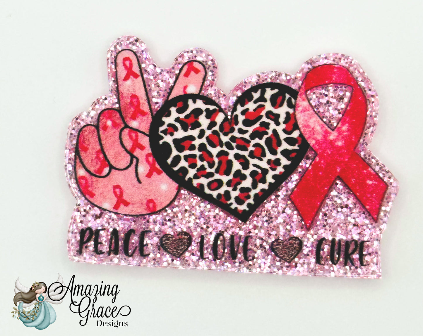 Peace Love Cure Badge Reel Topper