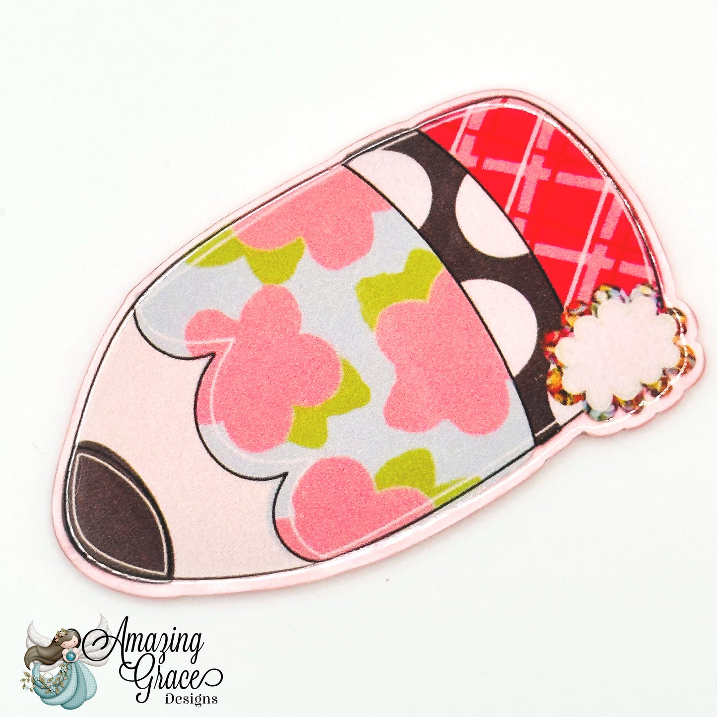 Pink Floral Pencil Badge Reel Topper