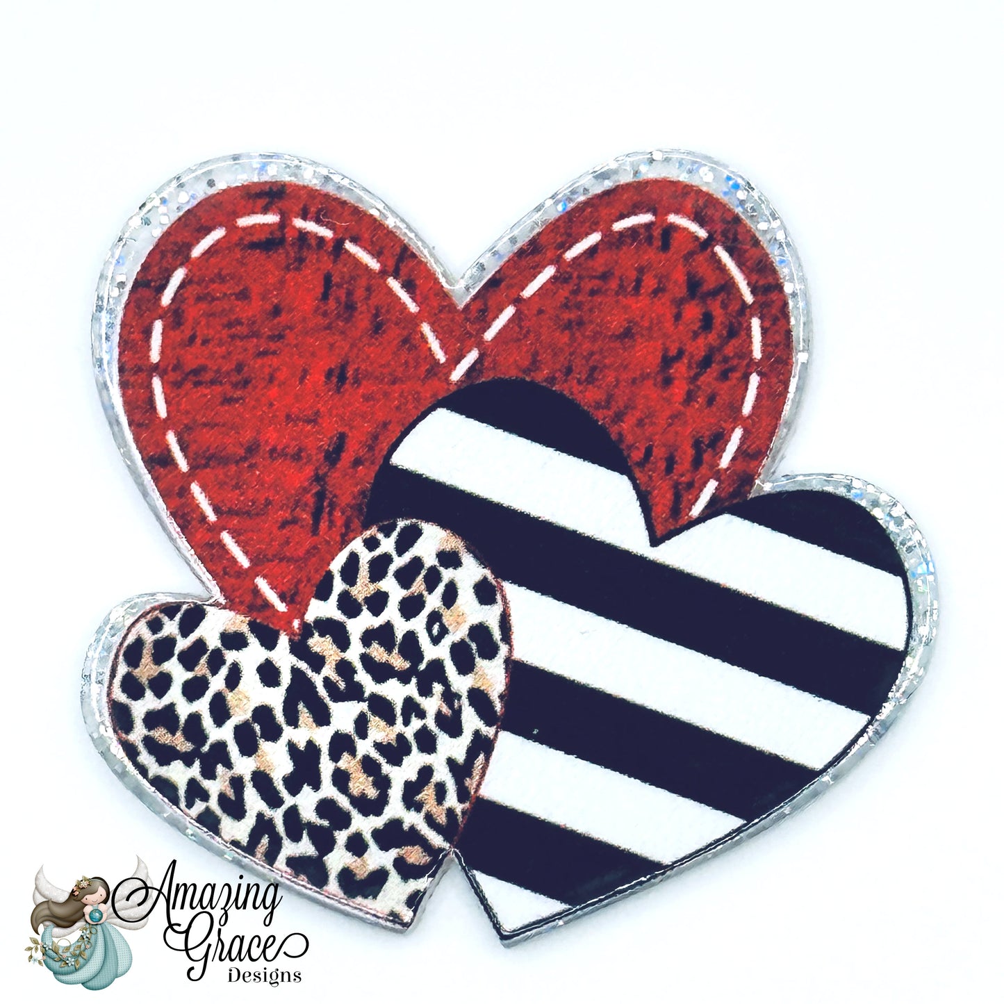 Triple Hearts Badge Reel Topper