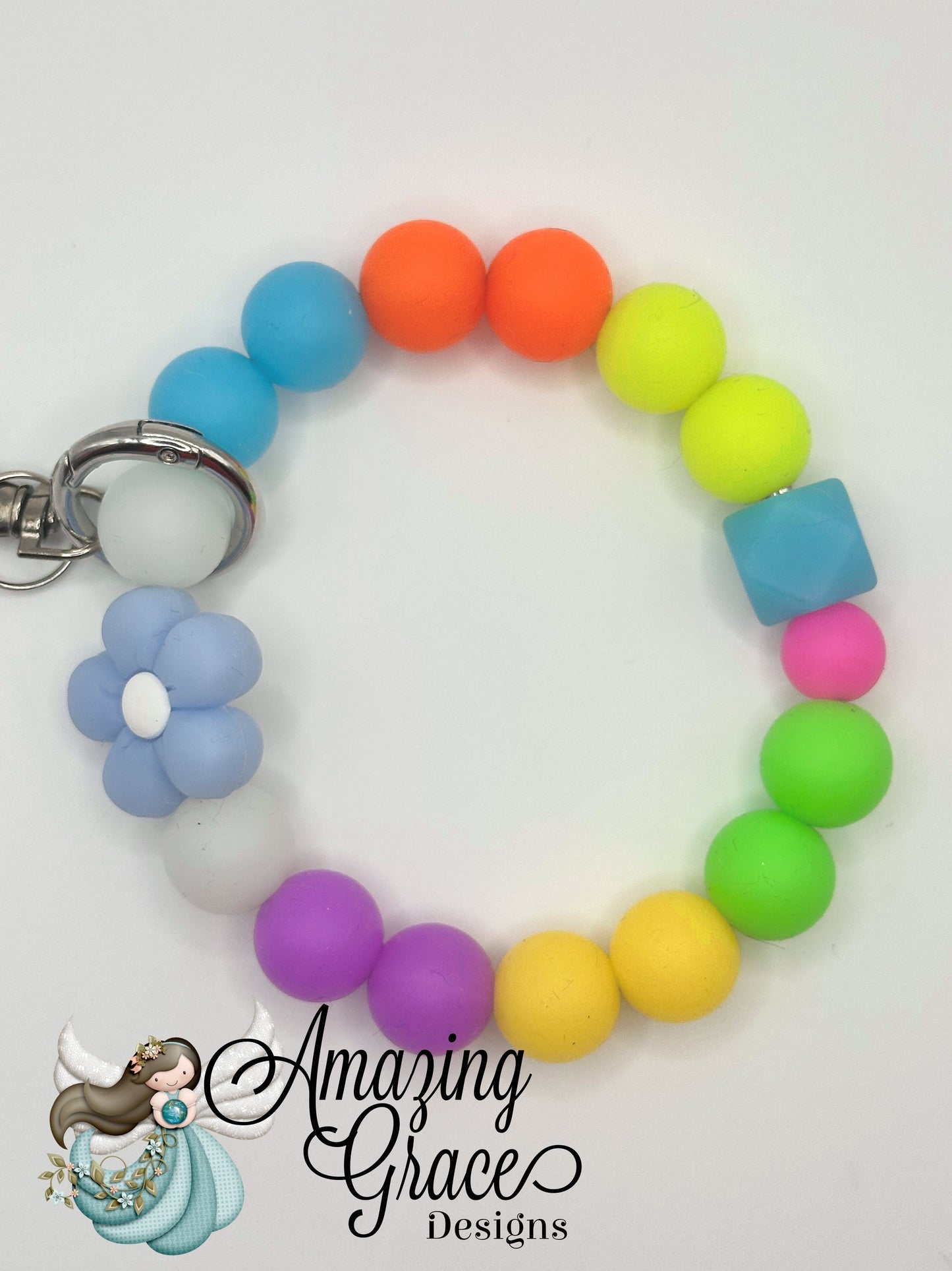 Glow-in-the-Dark Rainbow Flower Keyring