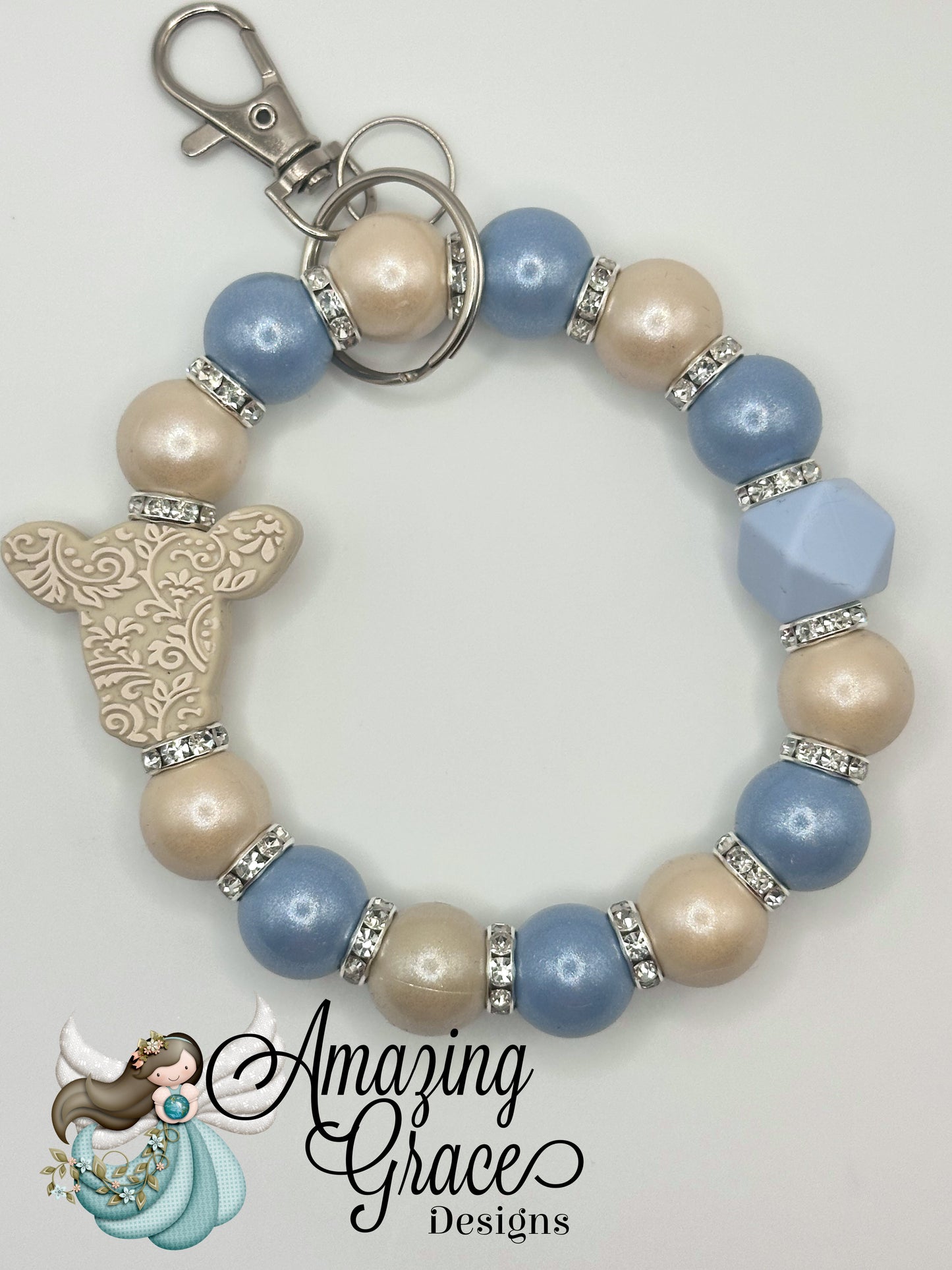 Filigree Steer Head Beaded Keychain Wristlet