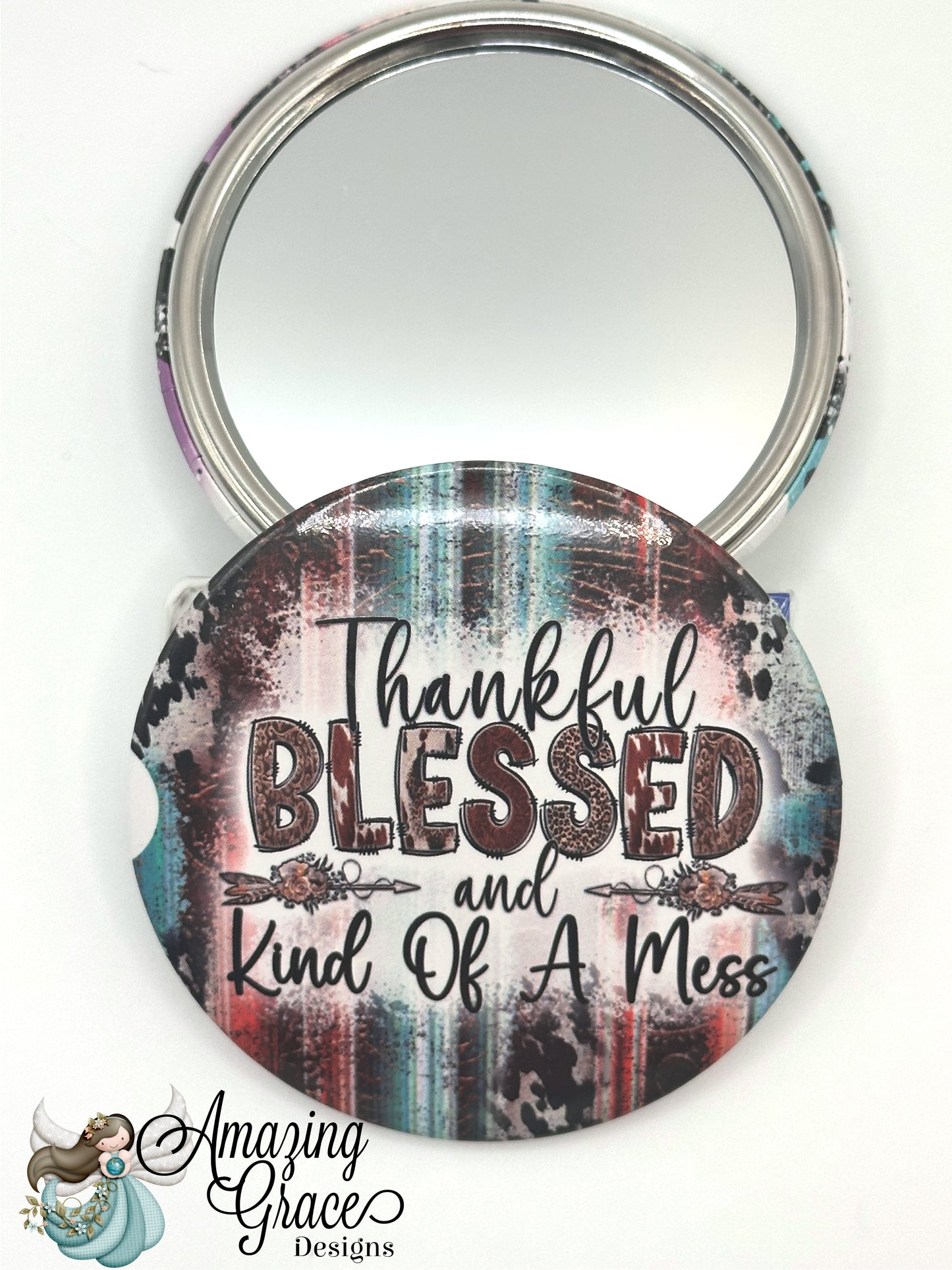 Thankful Blessed Kind of A Mess Compact Mirror