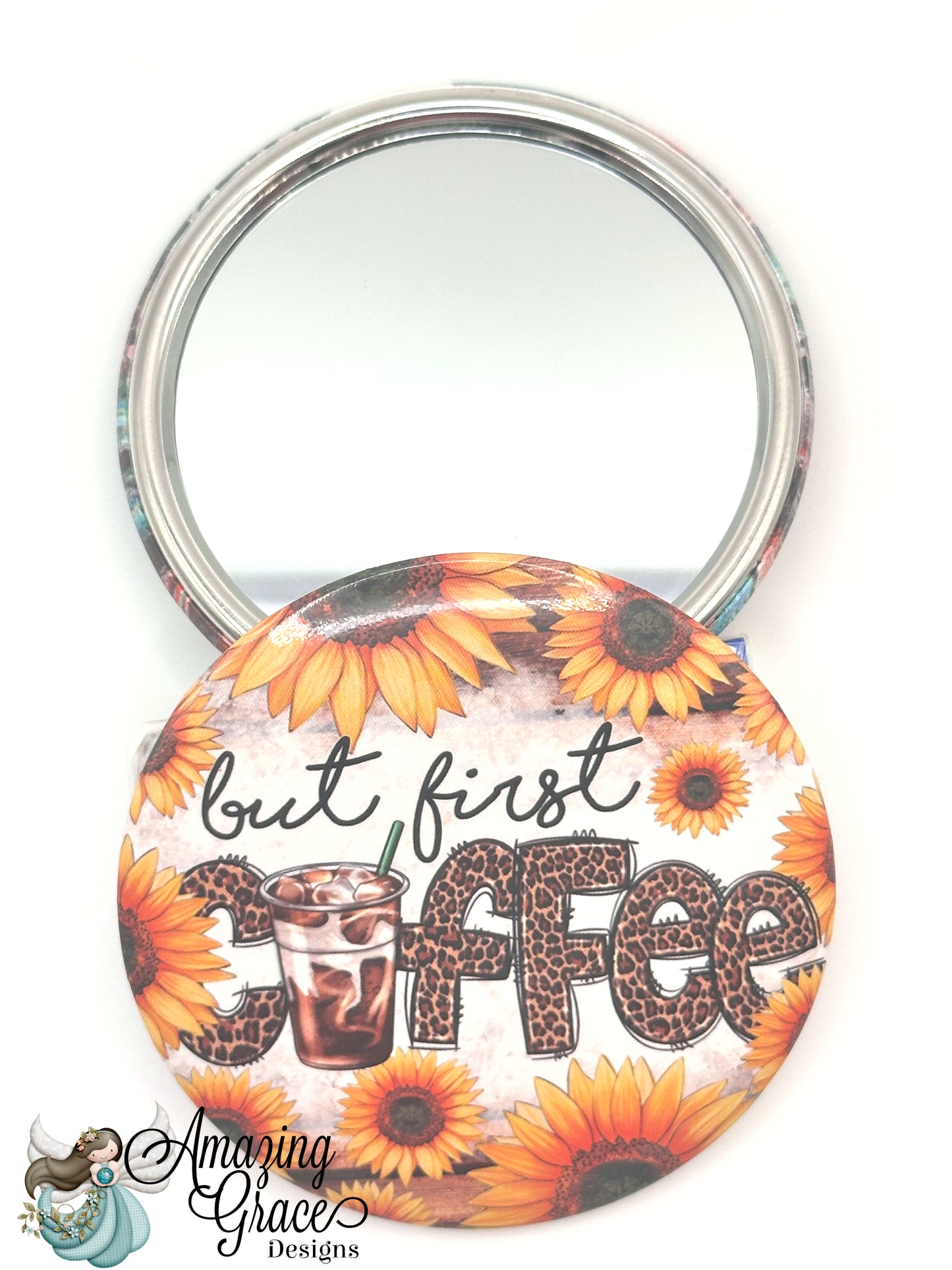 But First Coffee Sunflower Compact Mirror