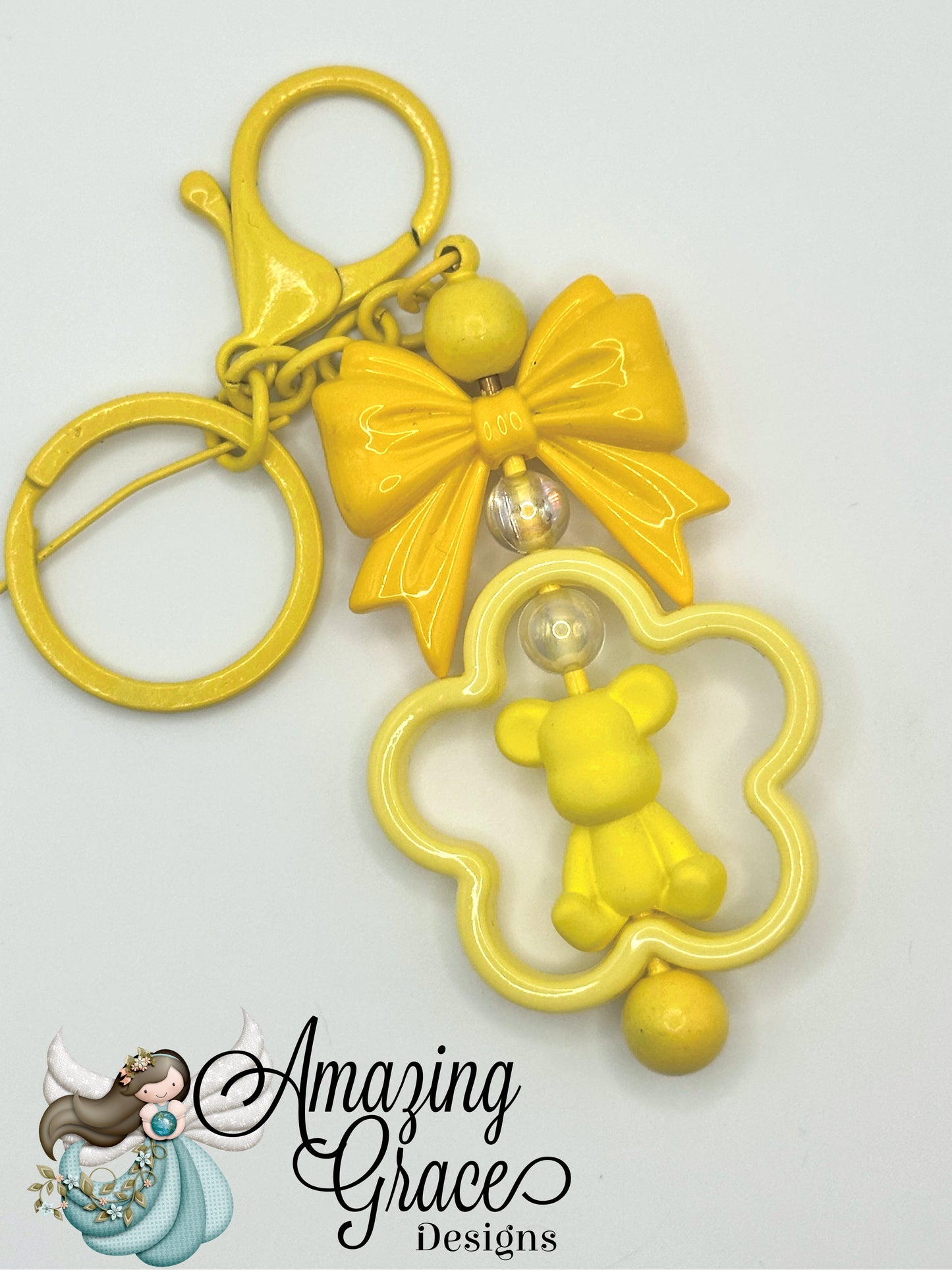 Sunshine Bear & Bow Keychain
