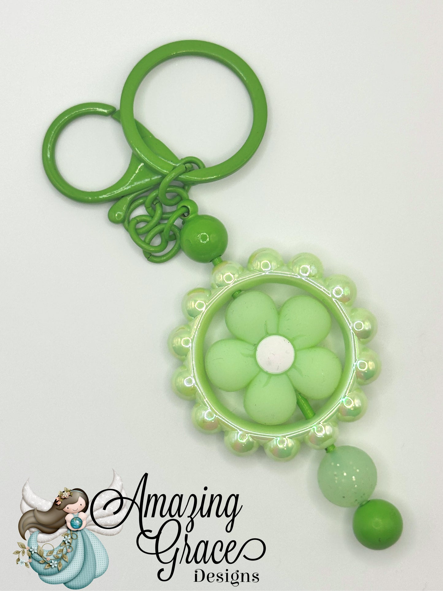Whimsical Green Bloom Keybar Keychain