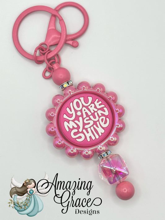 Pink Sunshine Charm Keybar Keychain