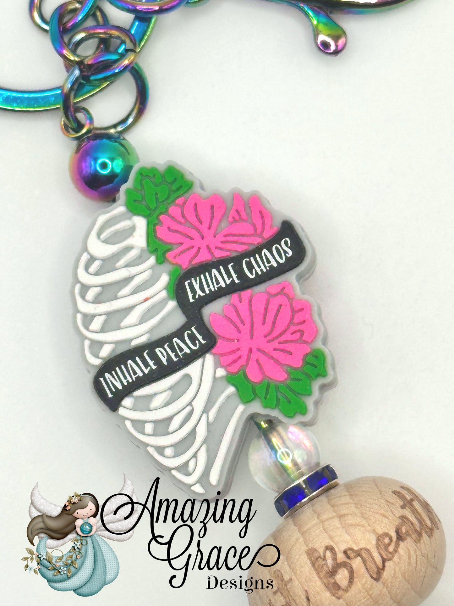 Inhale Peace Exhale Chaos Keychain