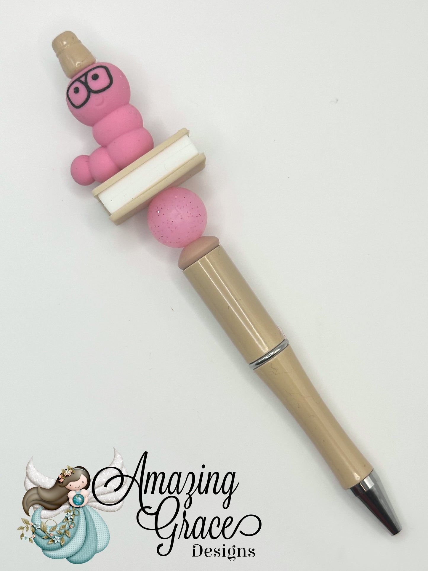 Book and Bookworm Beaded Pen