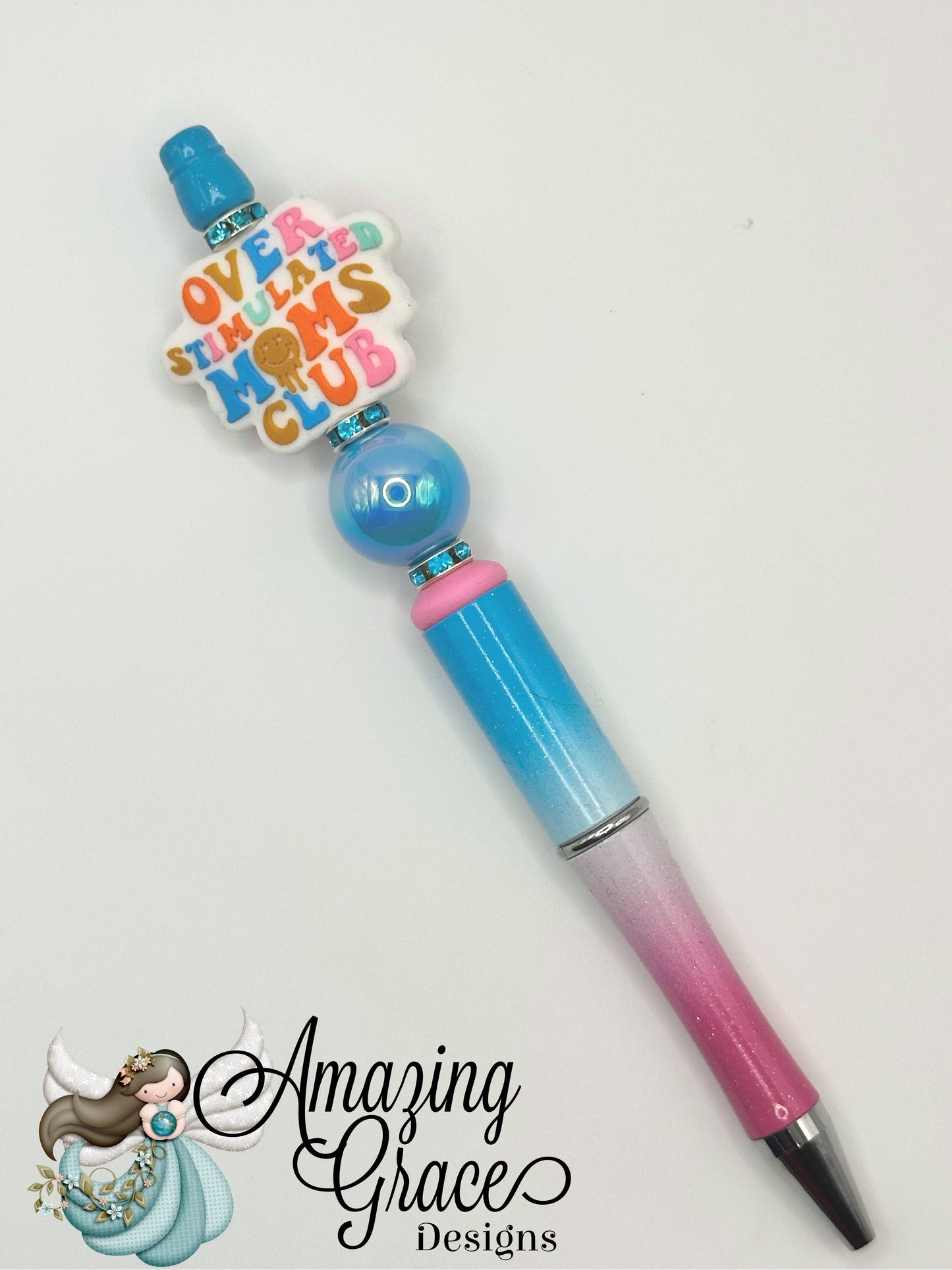 Over Stimulated Moms Club Beaded Pen