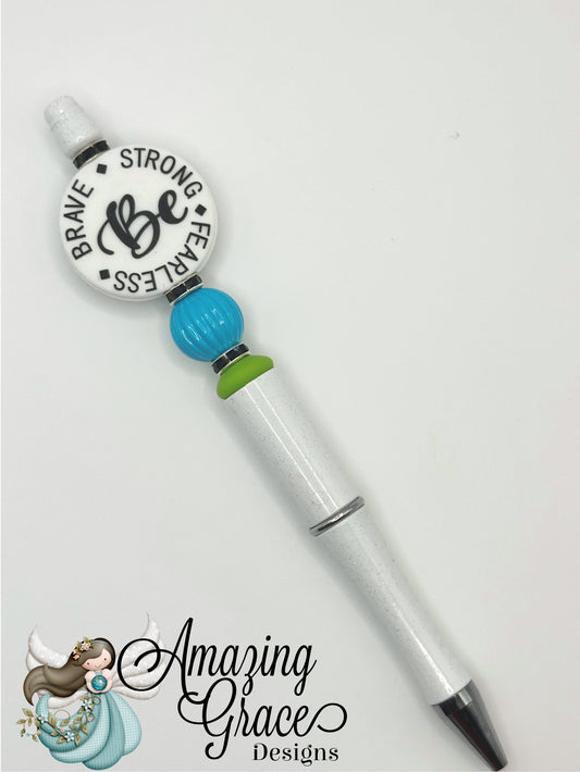 Be Brave Strong Fearless Beaded Pen
