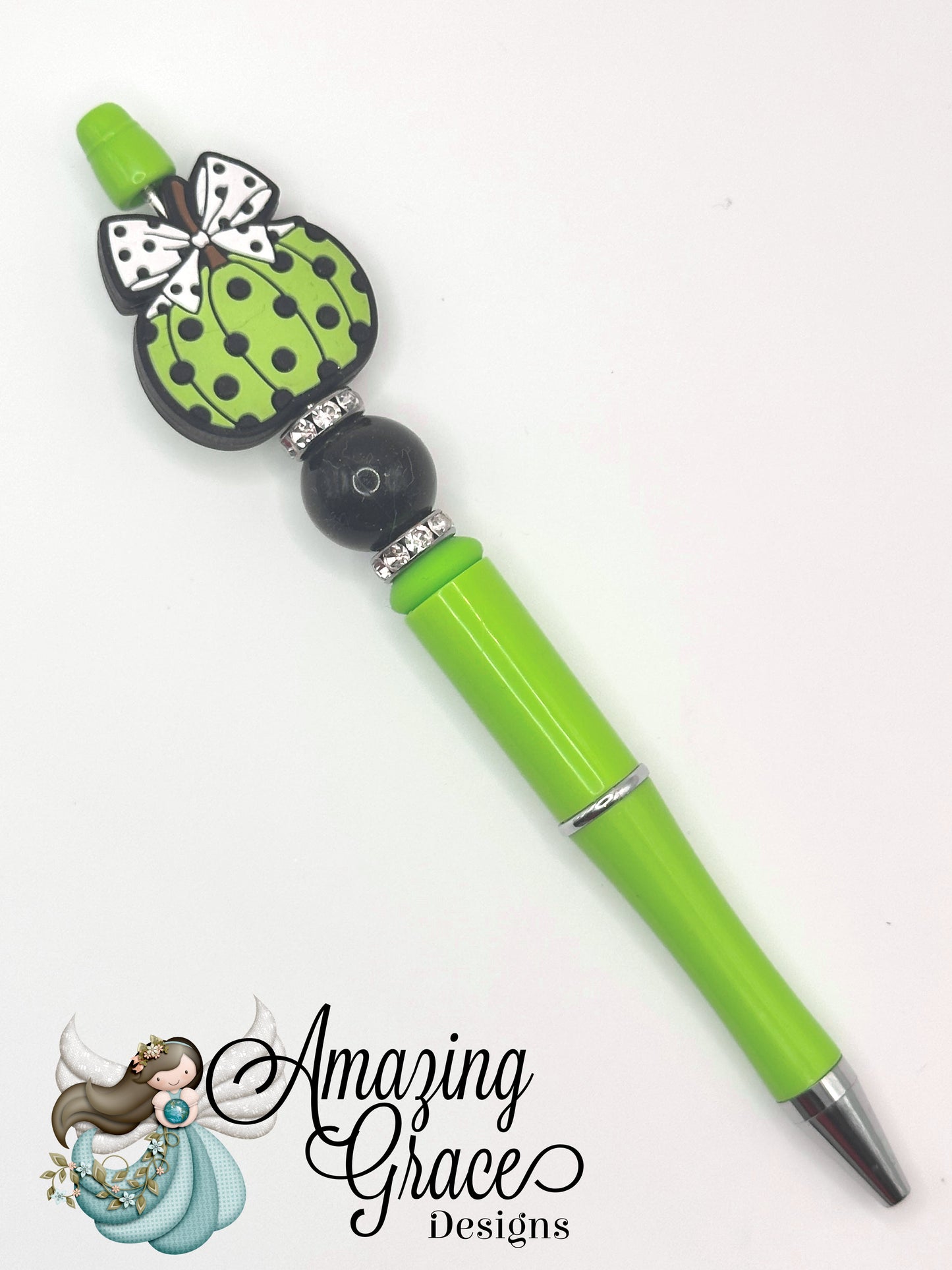 Green Polka Dot Pumpkin Beaded Pen